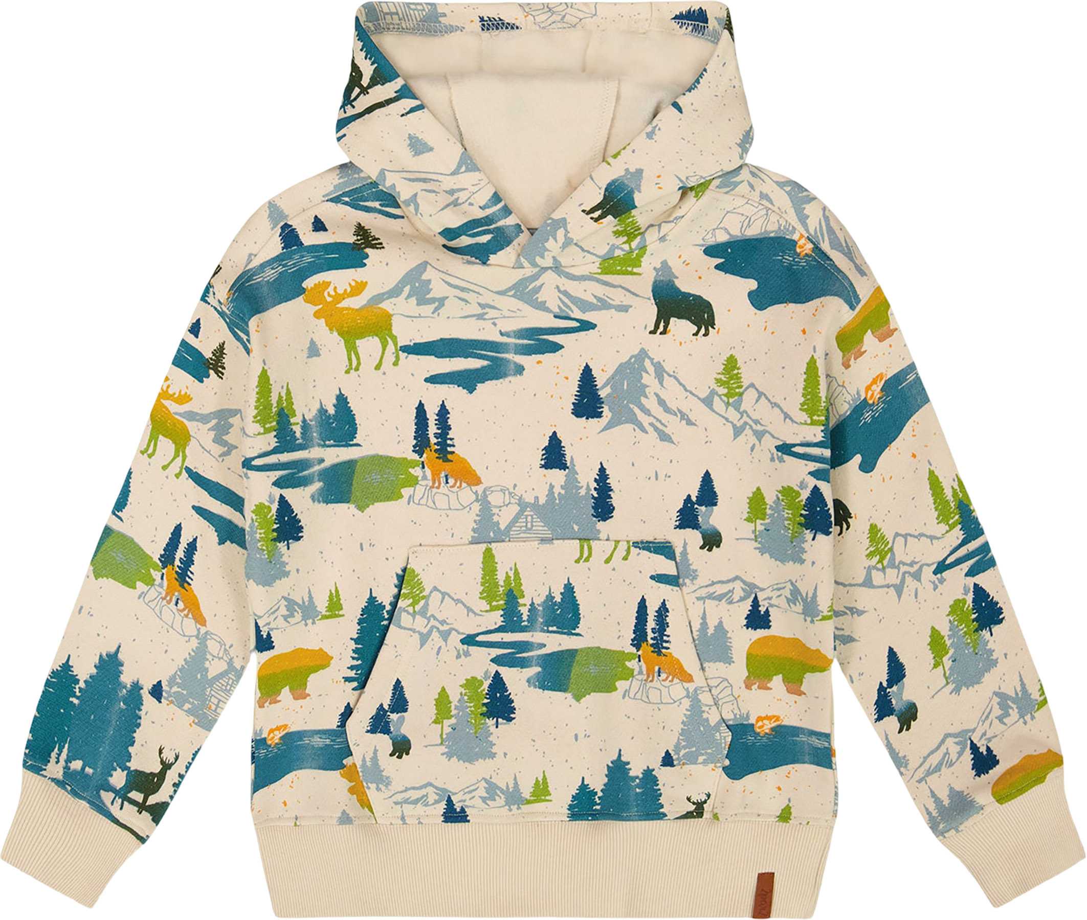 Product image for Beige Printed Hooded Fleece Sweatshirt - Little Boy