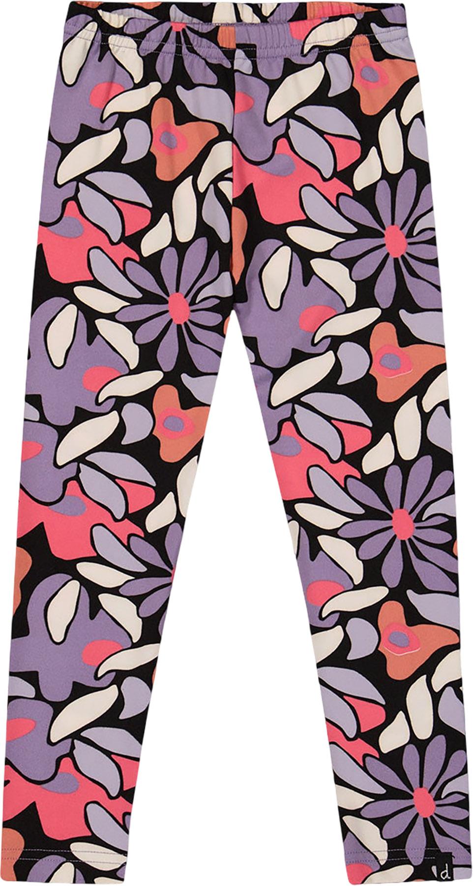 Product gallery image number 1 for product Black Retro Flower Stretch Jersey Leggings - Little Girl