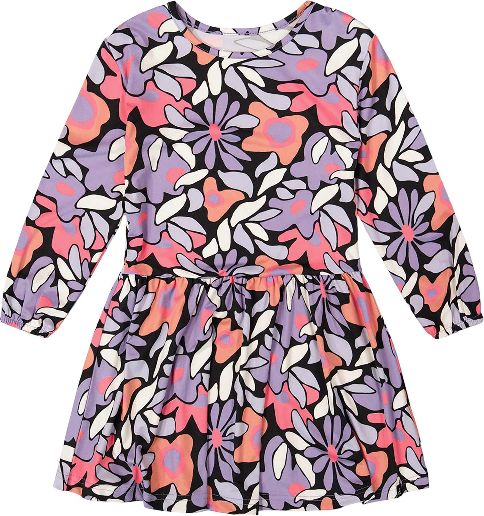 Image de produit pour Robe en jersey Noir Retro Flower - Grande fille