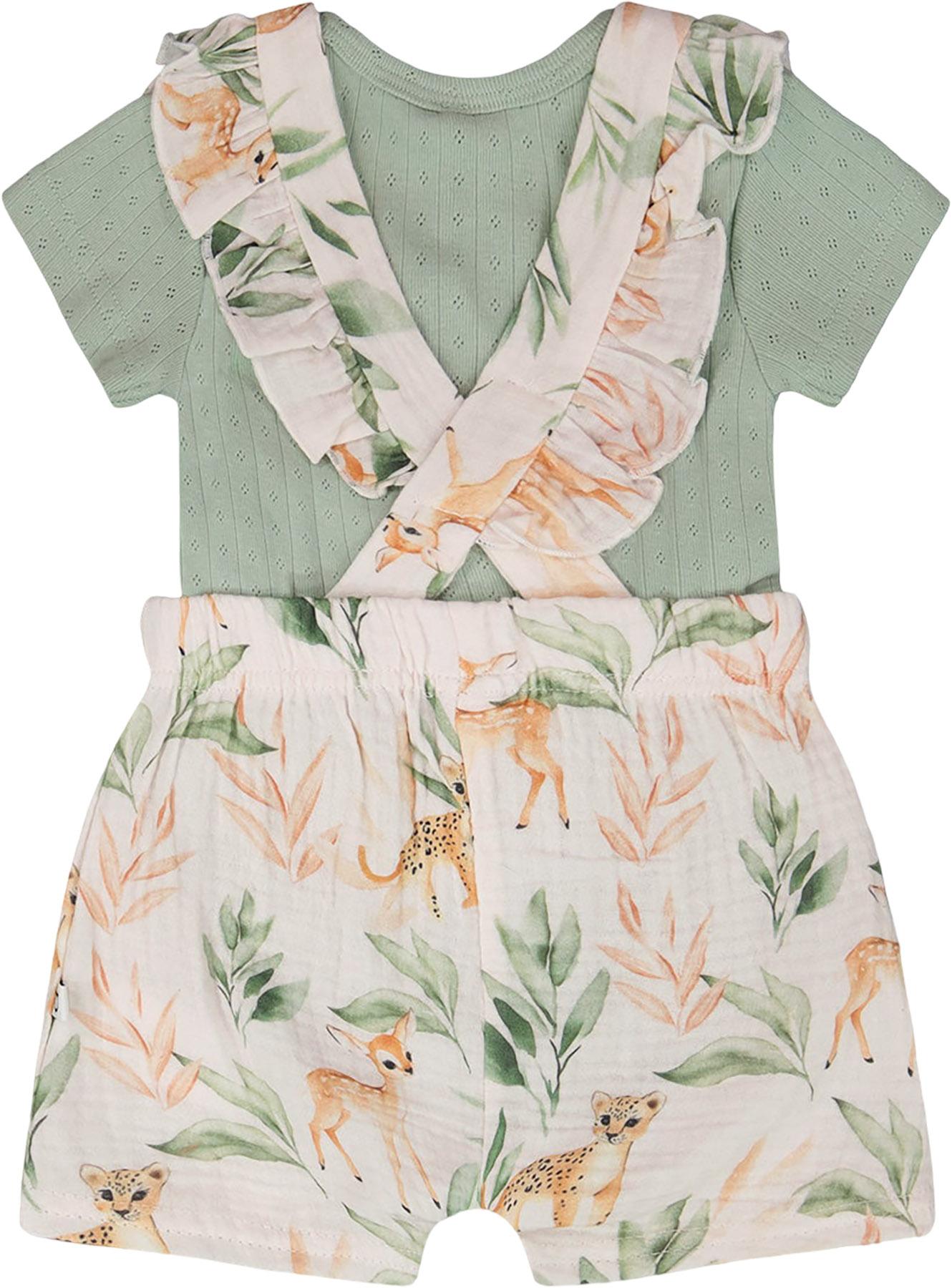 Product gallery image number 2 for product Printed Pointelle Onesie and Cotton Muslin Shortall Set - Baby Girl
