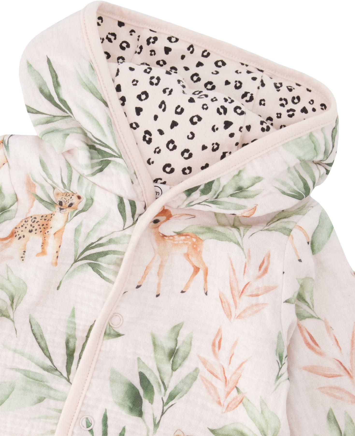 Product gallery image number 2 for product Printed Muslin and Organic Cotton Jersey Reversible Hooded Jacket - Baby Girl