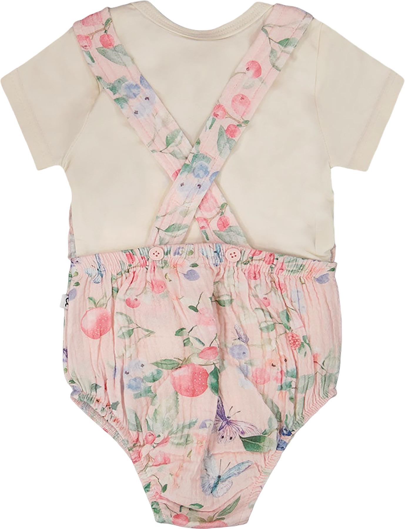 Product gallery image number 2 for product Ensemble cache-couche en jersey de coton biologique imprimé et salopette en mousseline - Bébé fille