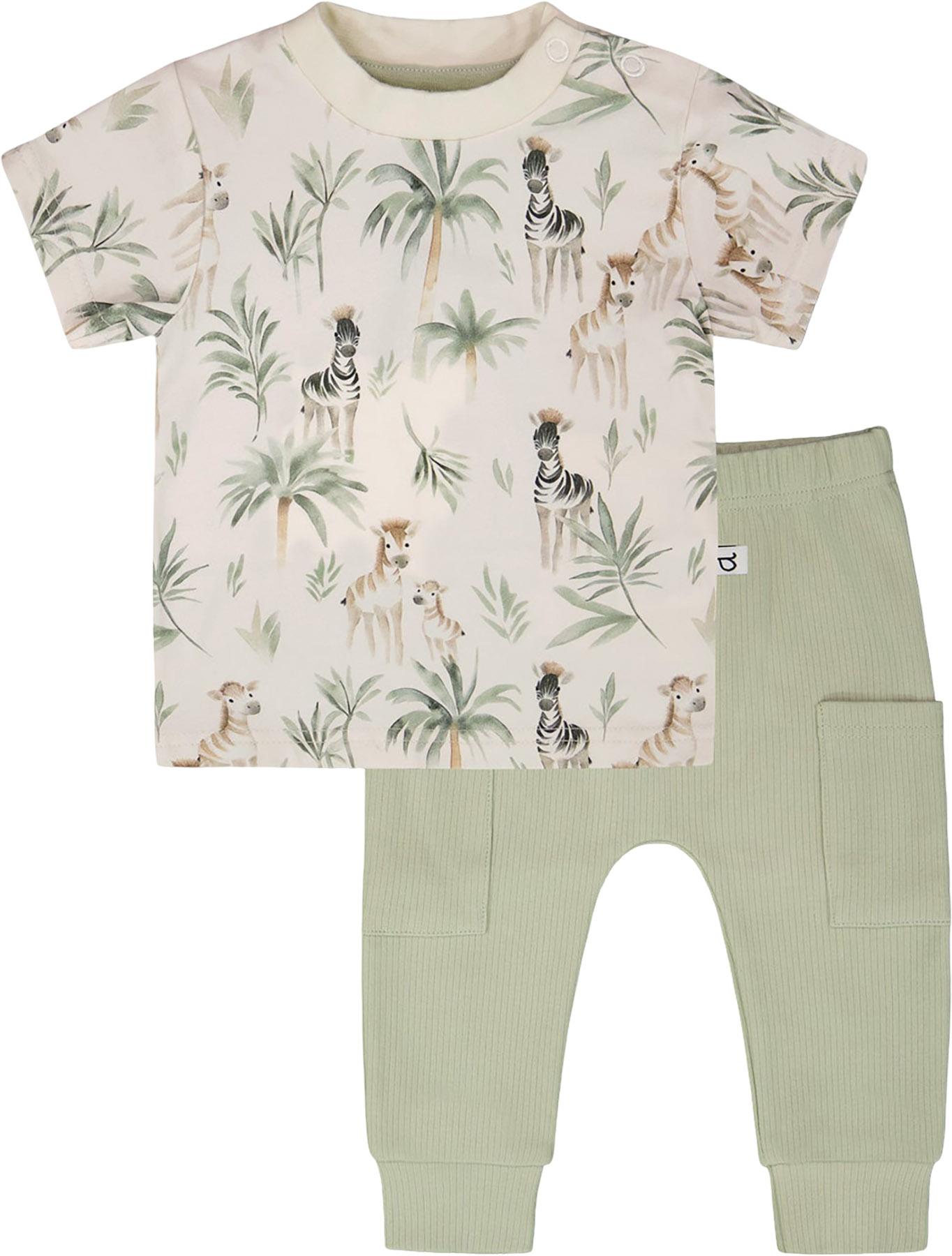 Product image for Printed Organic Cotton Jersey T-Shirt and Cotton Rib Pant Set - Baby Boy