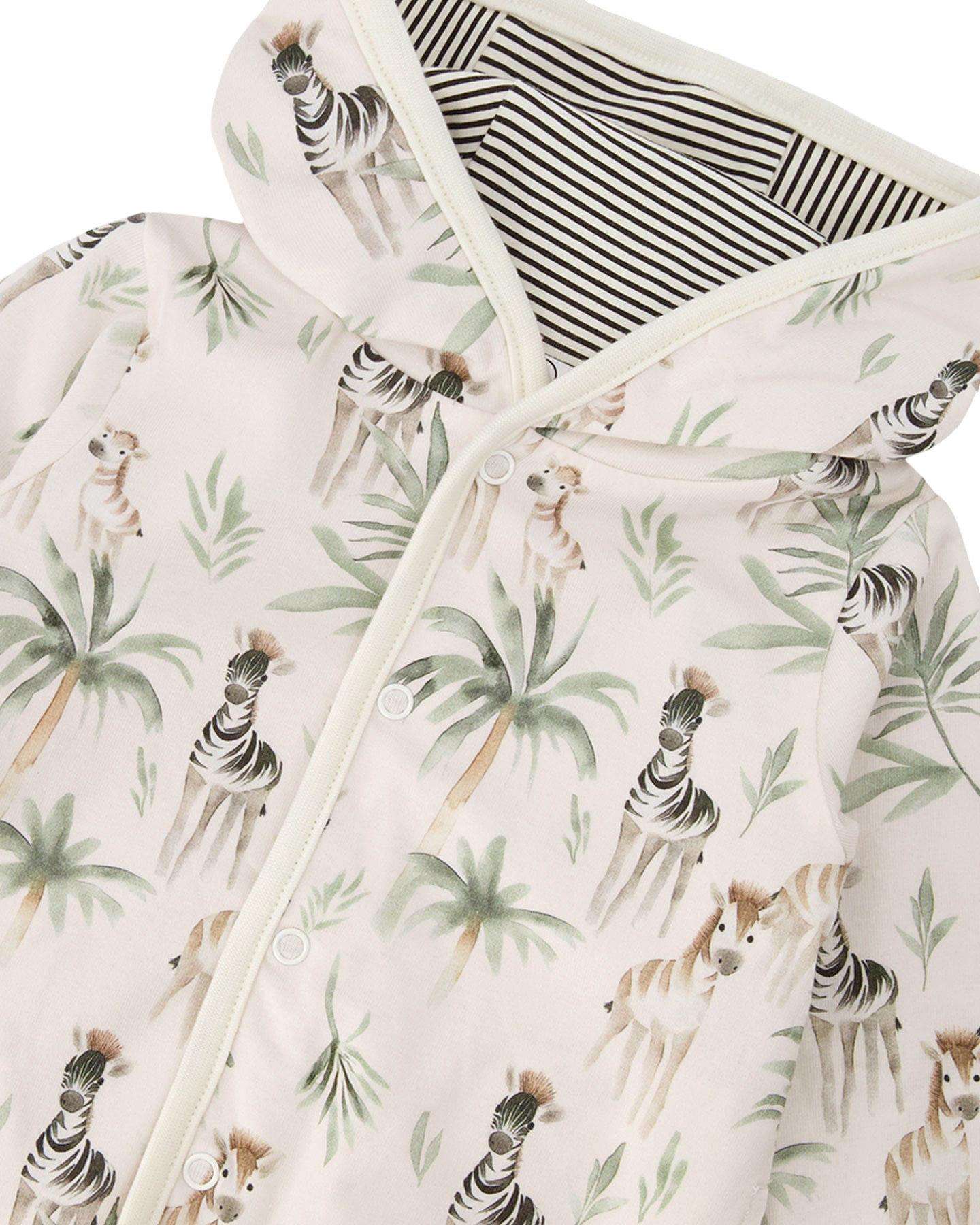 Product gallery image number 2 for product Printed Organic Cotton Jersey Reversible Hooded Jacket - Baby Boy