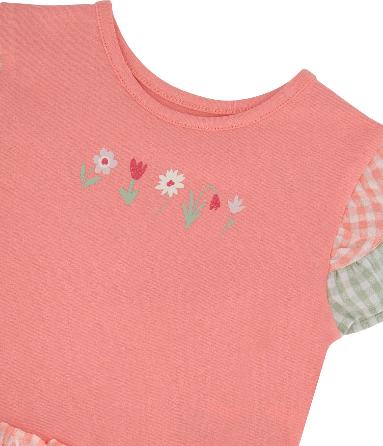 Product gallery image number 2 for product Gingham Organic Cotton Bi-Material Dress - Baby Girl