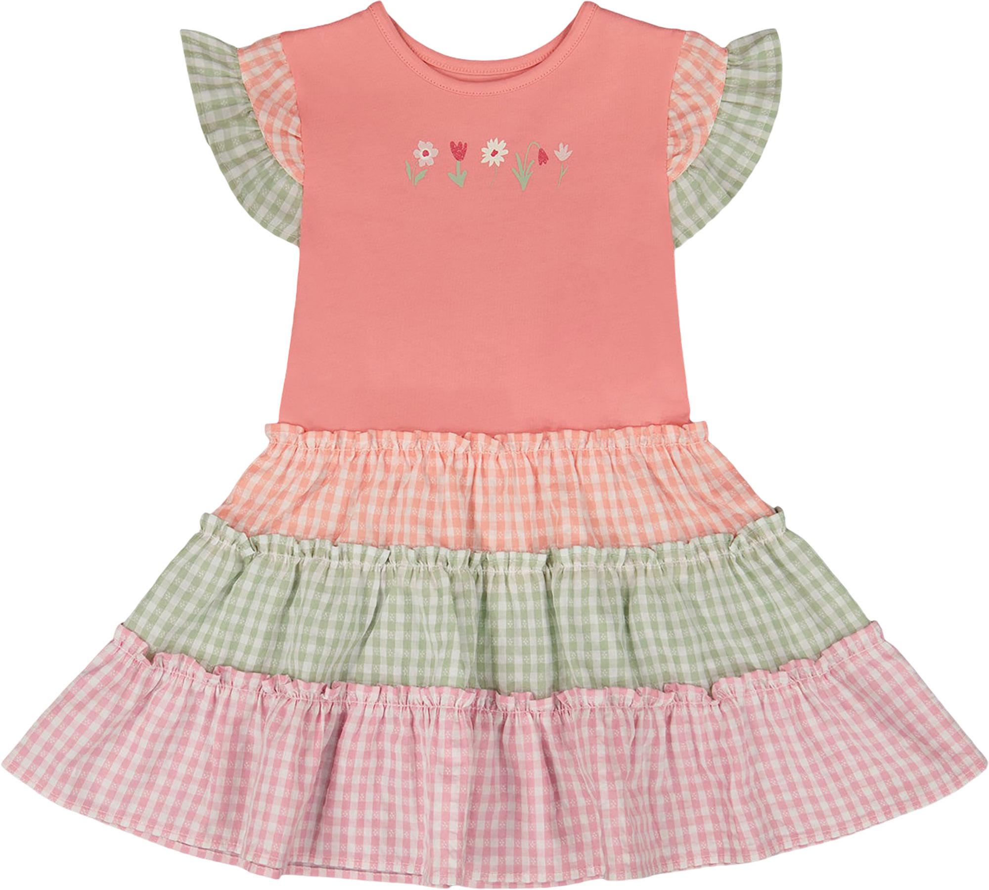 Product image for Gingham Organic Cotton Bi-Material Dress - Baby Girl
