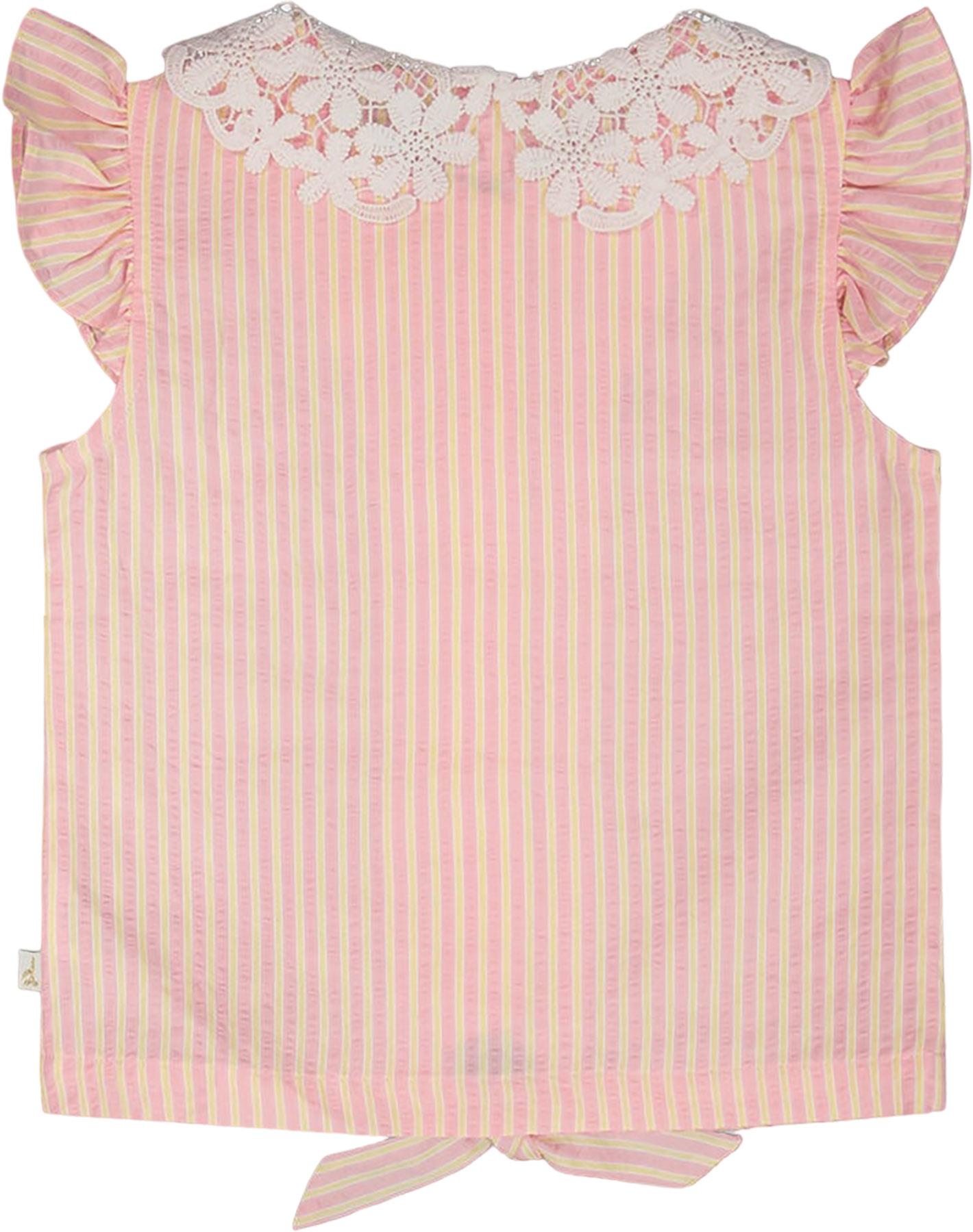Product gallery image number 2 for product Striped Sleeveless Shirt with Crochet Collar - Little Girl