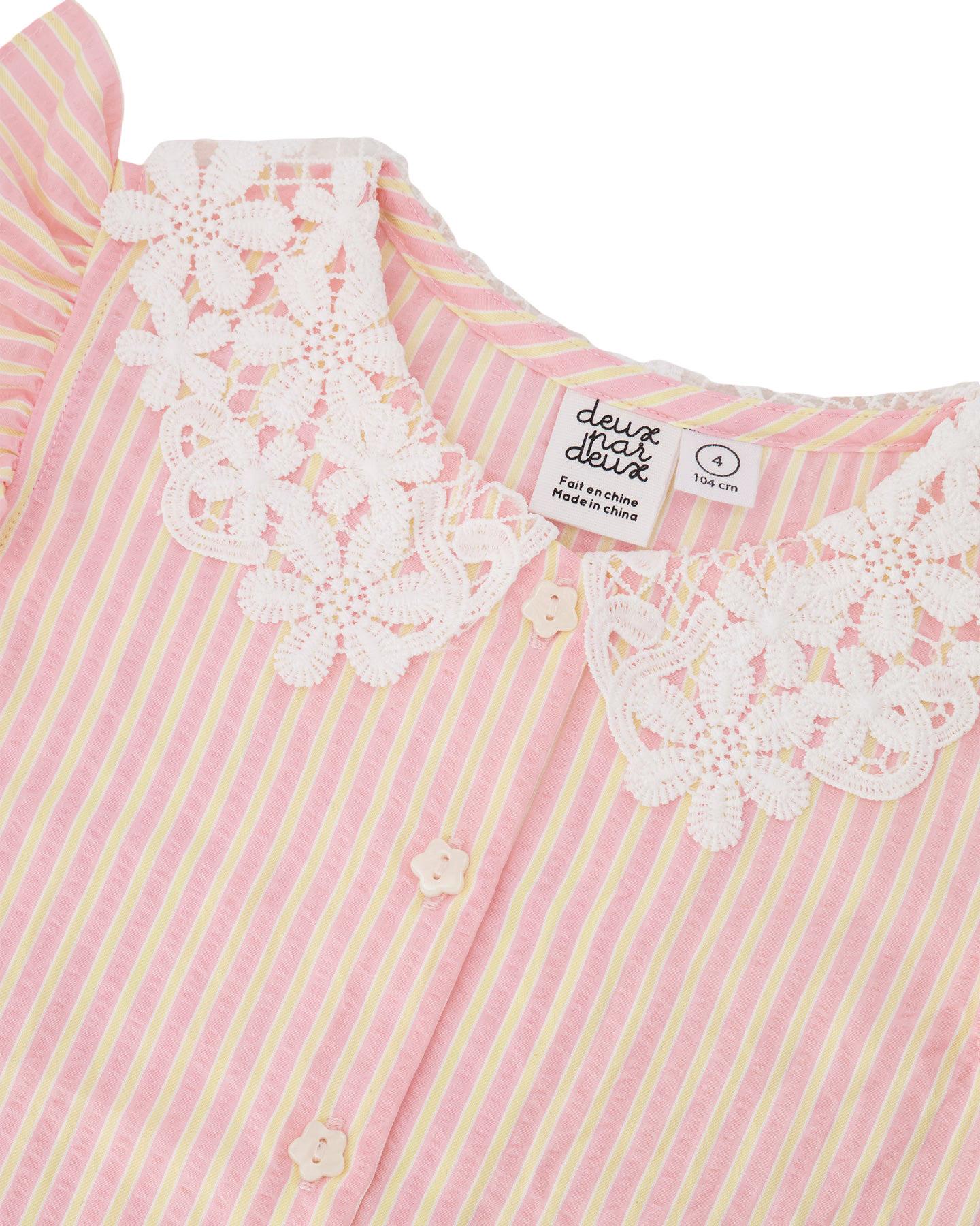 Product gallery image number 3 for product Striped Sleeveless Shirt with Crochet Collar - Little Girl