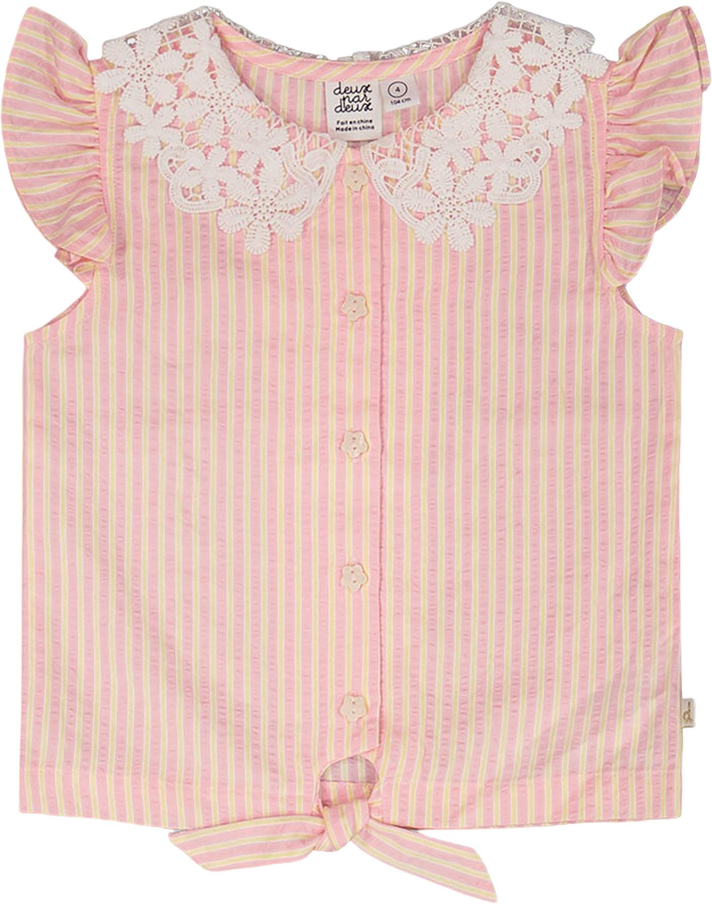 Product image for Striped Sleeveless Shirt with Crochet Collar - Little Girl