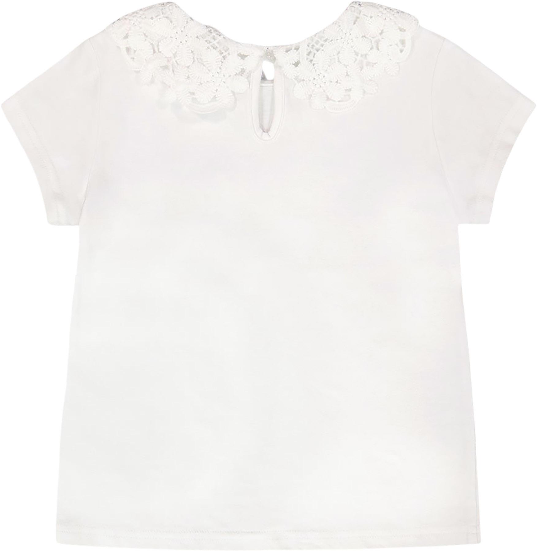 Product gallery image number 2 for product T-Shirt with Crochet Peter Pan Collar - Little Girl