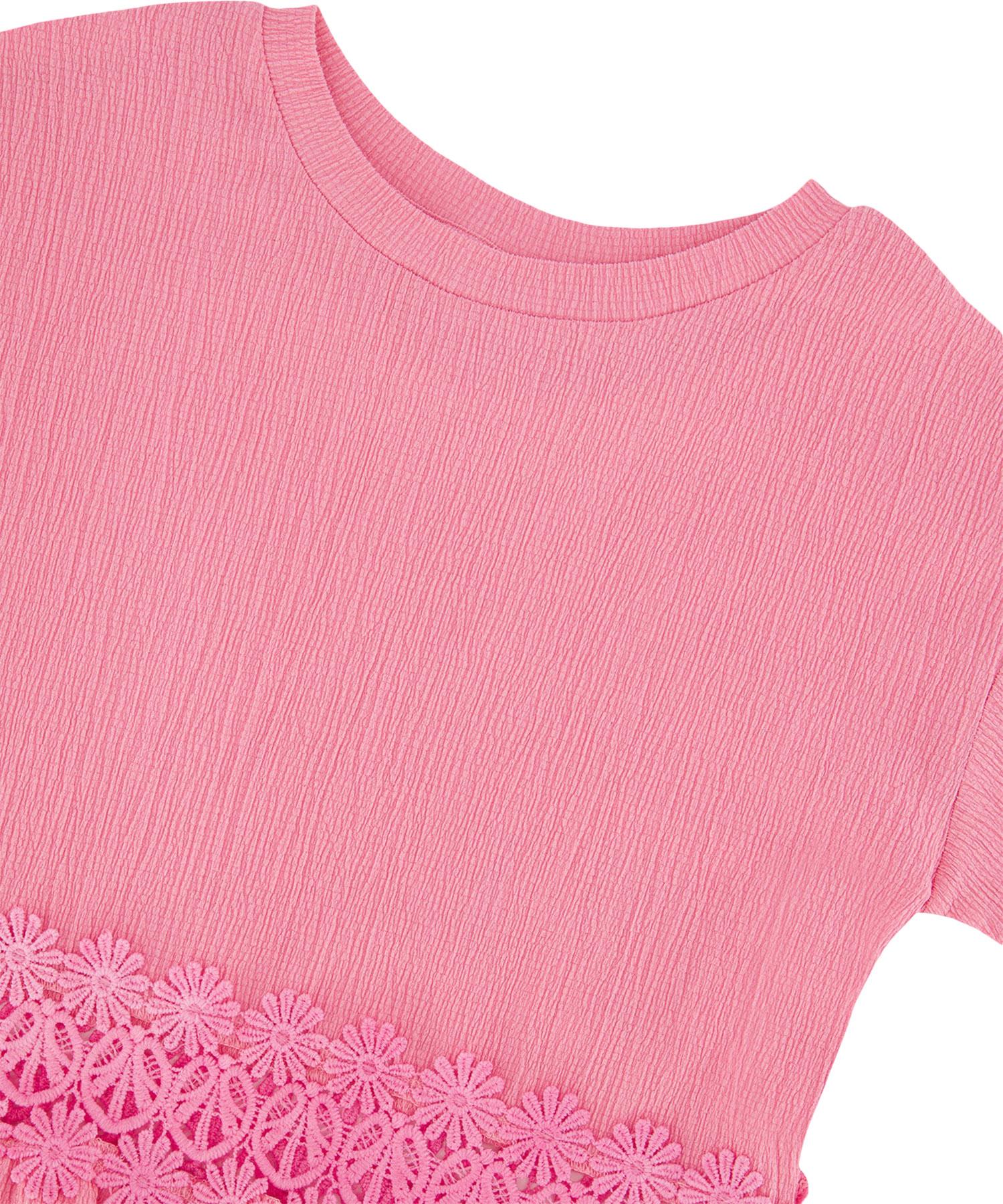 Product gallery image number 3 for product Crinkle Jersey Long T-Shirt with Crochet Insert - Big Girl