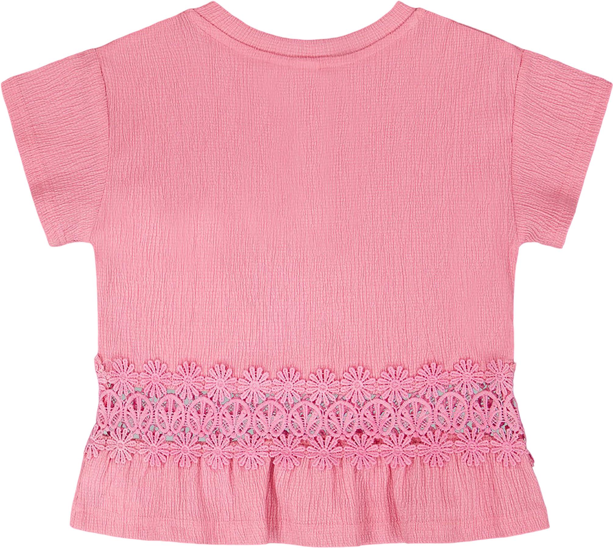 Product gallery image number 2 for product Crinkle Jersey Long T-Shirt with Crochet Insert - Little Girl