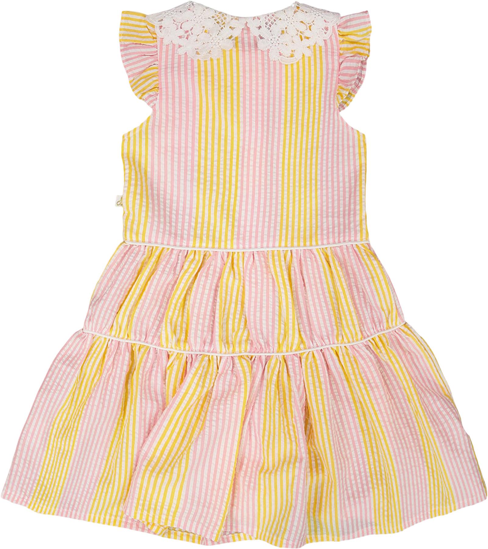 Product gallery image number 3 for product Striped Sleeveless Dress with Crochet Peter Pan Collar - Big Girl