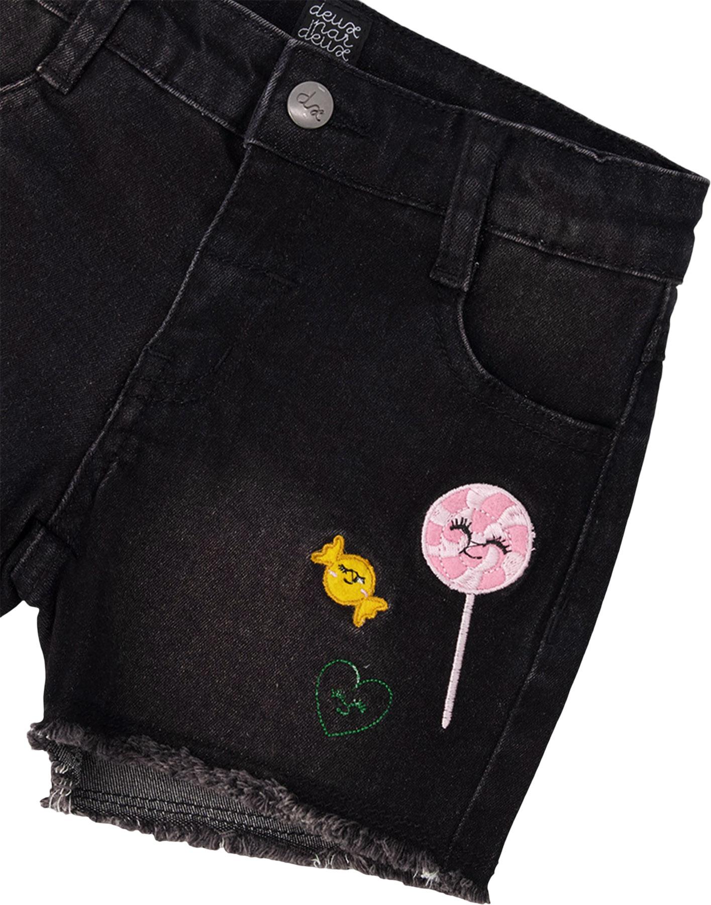 Product gallery image number 3 for product Denim Shorts with Embroidery - Little Girl