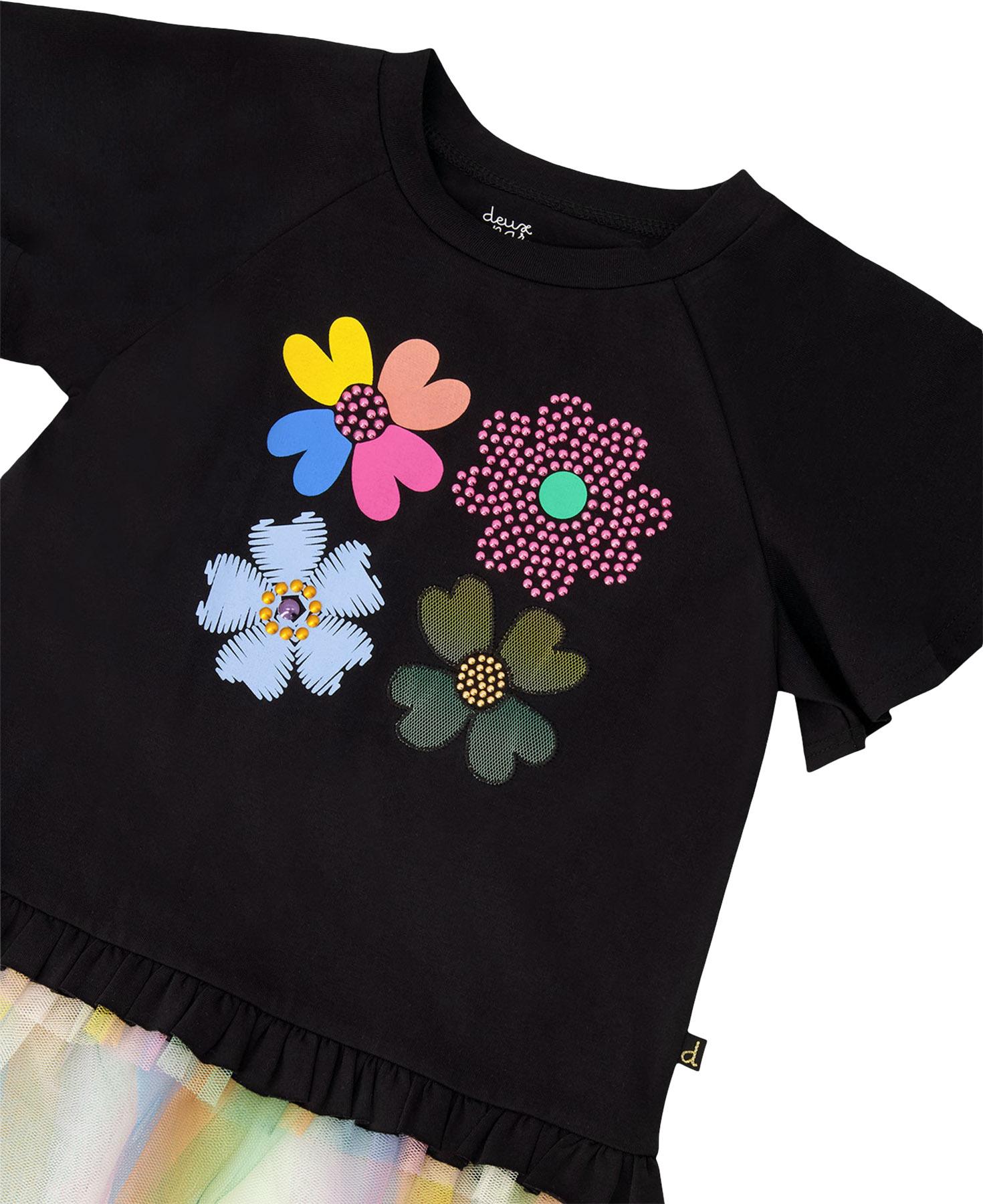 Product gallery image number 3 for product Tunique en coton biologique avec volant en tulle - Petite fille