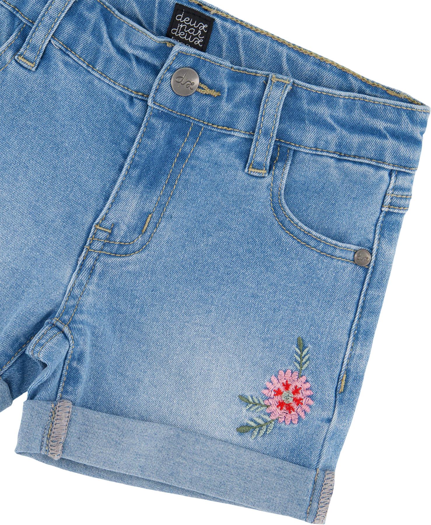 Product gallery image number 2 for product Denim Shorts with Embroidery - Big Girl