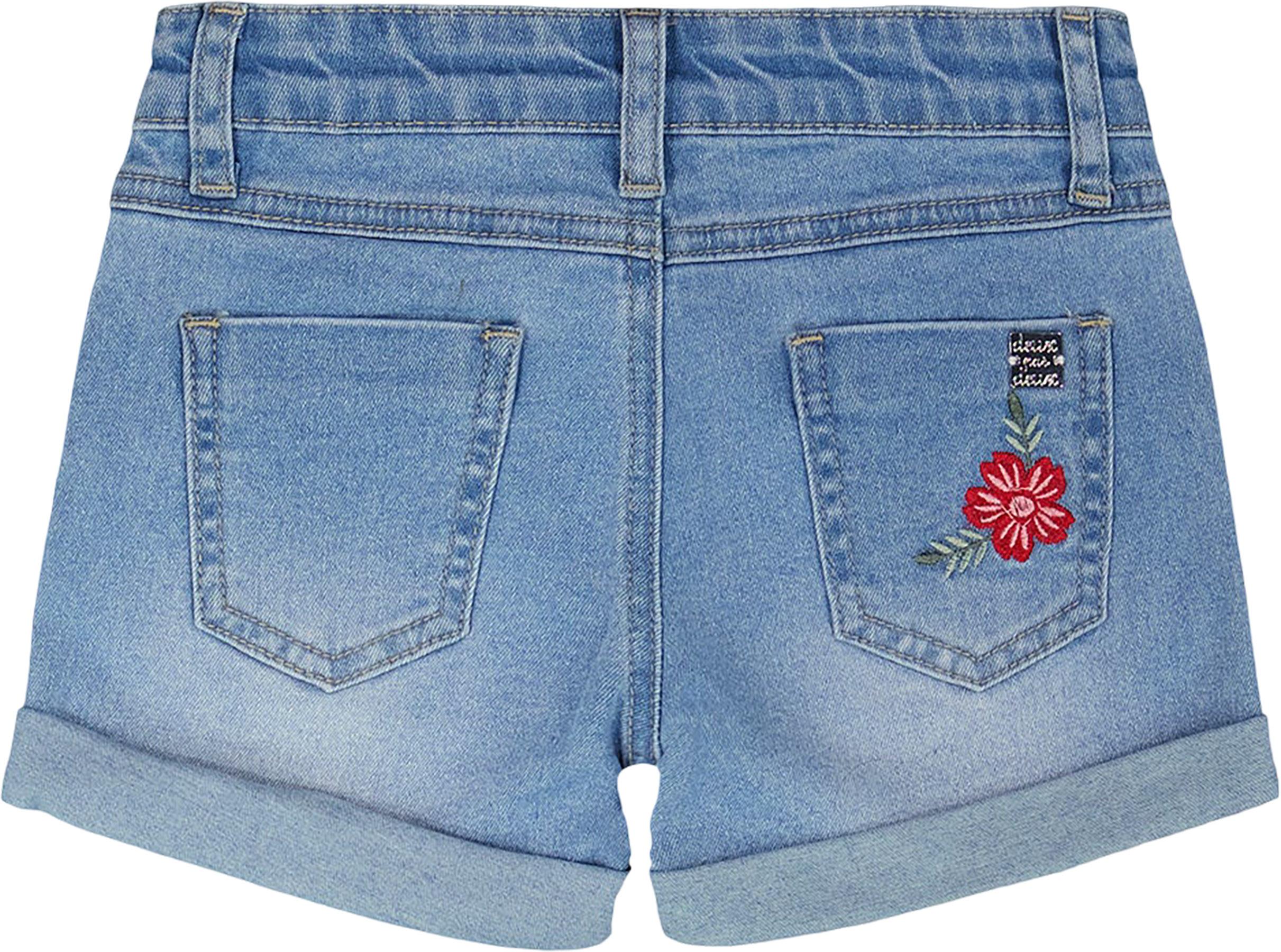 Product gallery image number 2 for product Denim Shorts with Embroidery - Little Girl