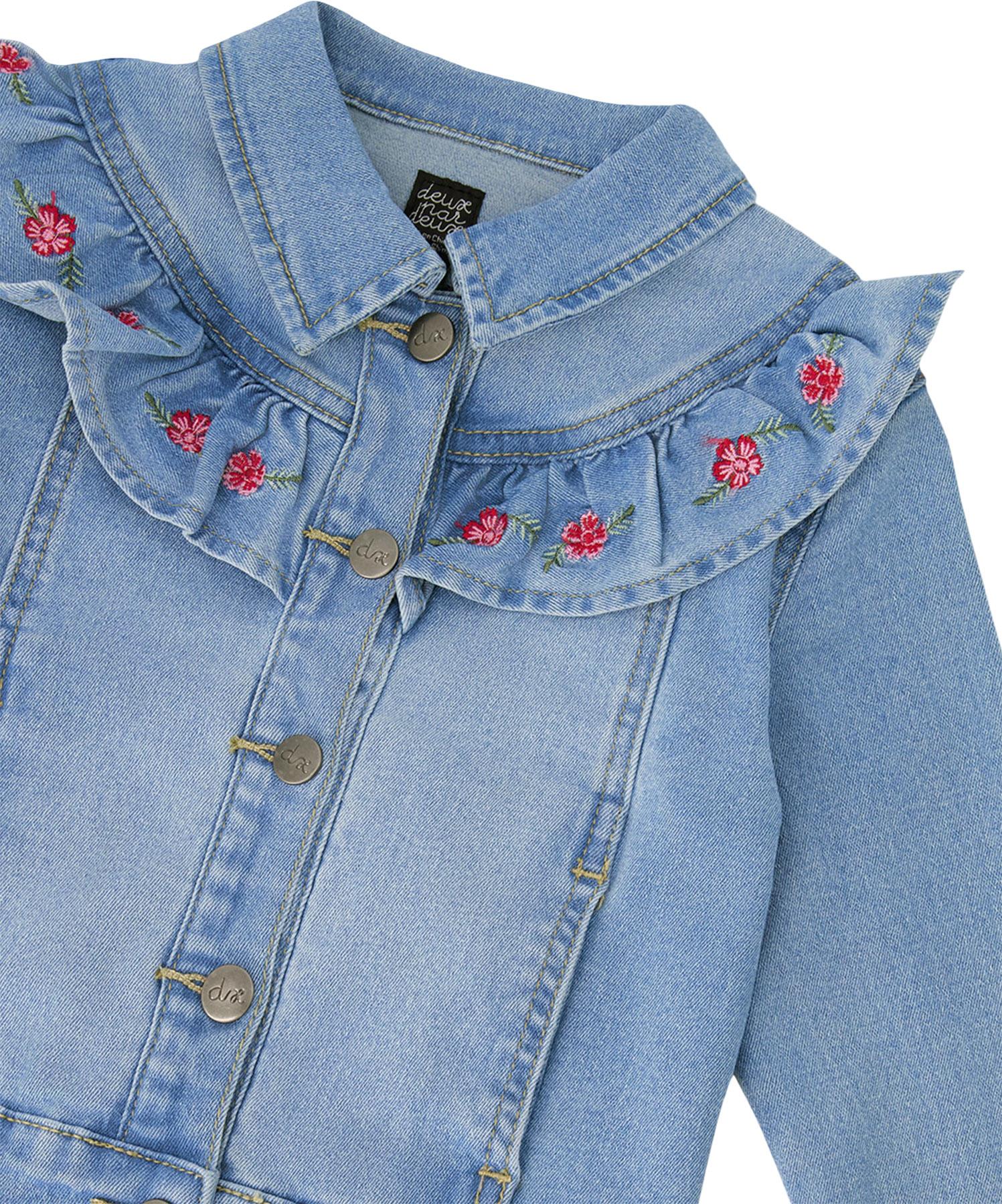Product gallery image number 3 for product Denim Jacket with Embroidery - Little Girl