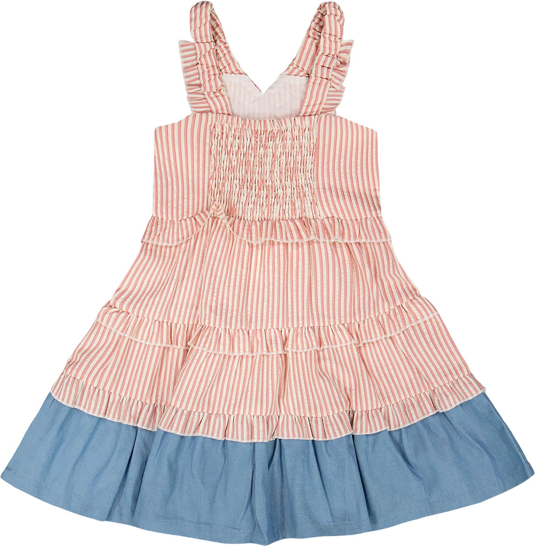 Product gallery image number 2 for product Striped Poplin and Chambray Dress - Little Girl