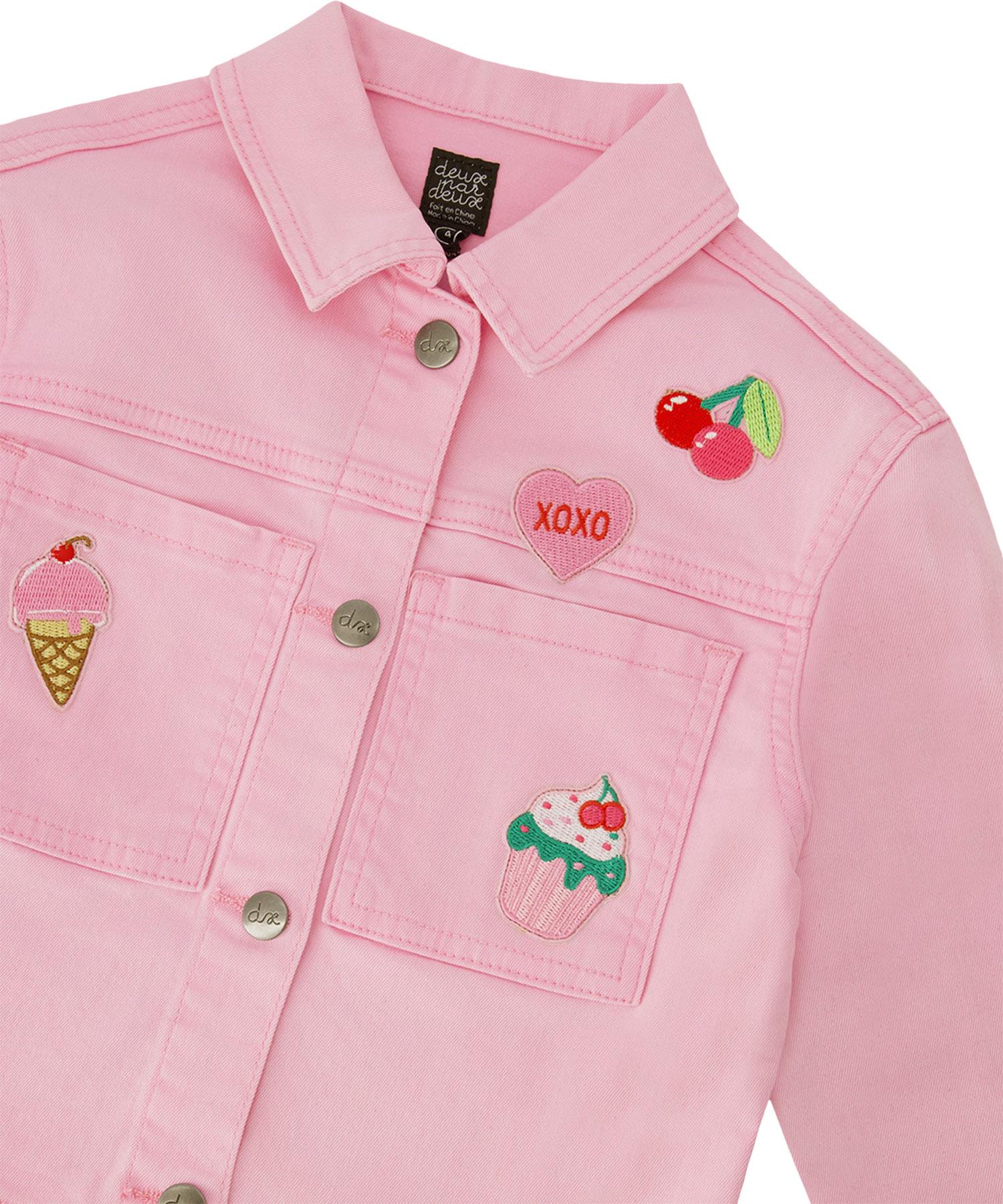 Product gallery image number 3 for product Denim Jacket with Embroidered Patches - Big Girl