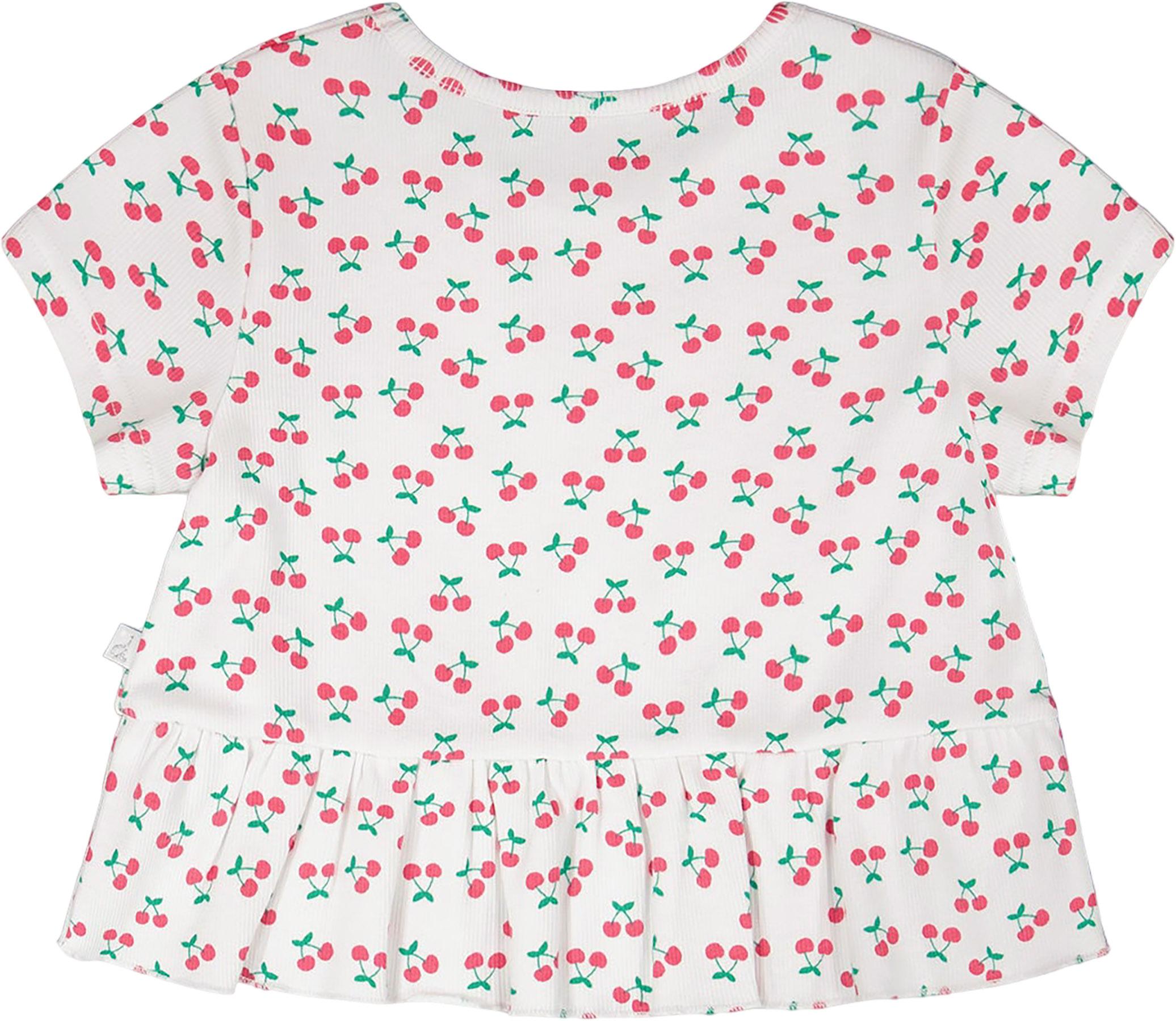 Product gallery image number 2 for product Printed Rib Crop T-Shirt with Frill - Little Girl