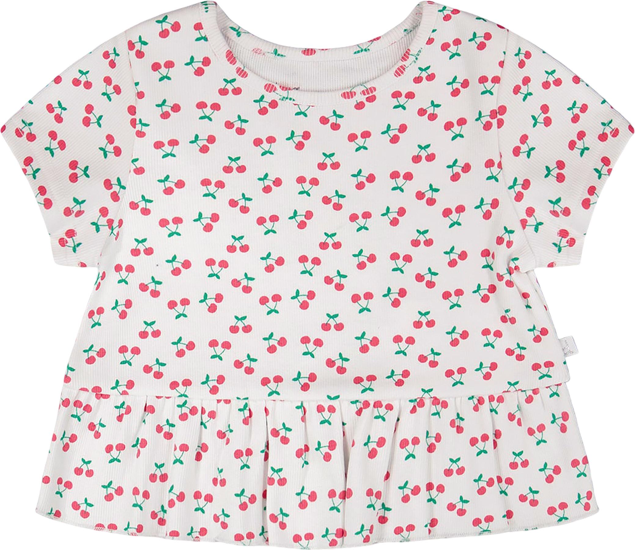 Product image for Printed Rib Crop T-Shirt with Frill - Little Girl