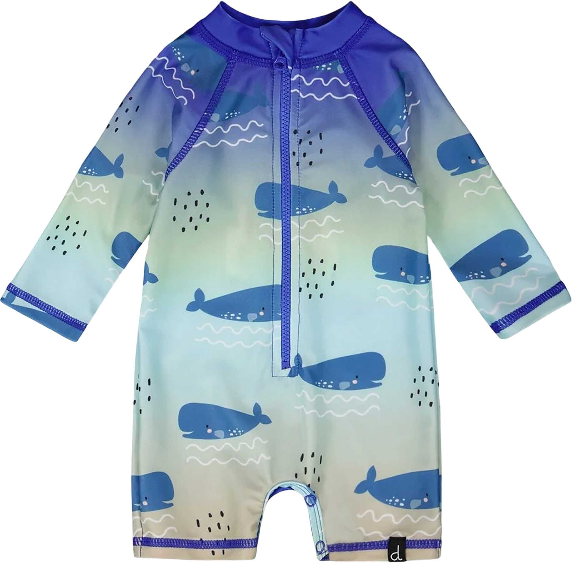 Product image for Blue Whale Printed One-Piece Long Sleeve Rashguard - Baby Boy