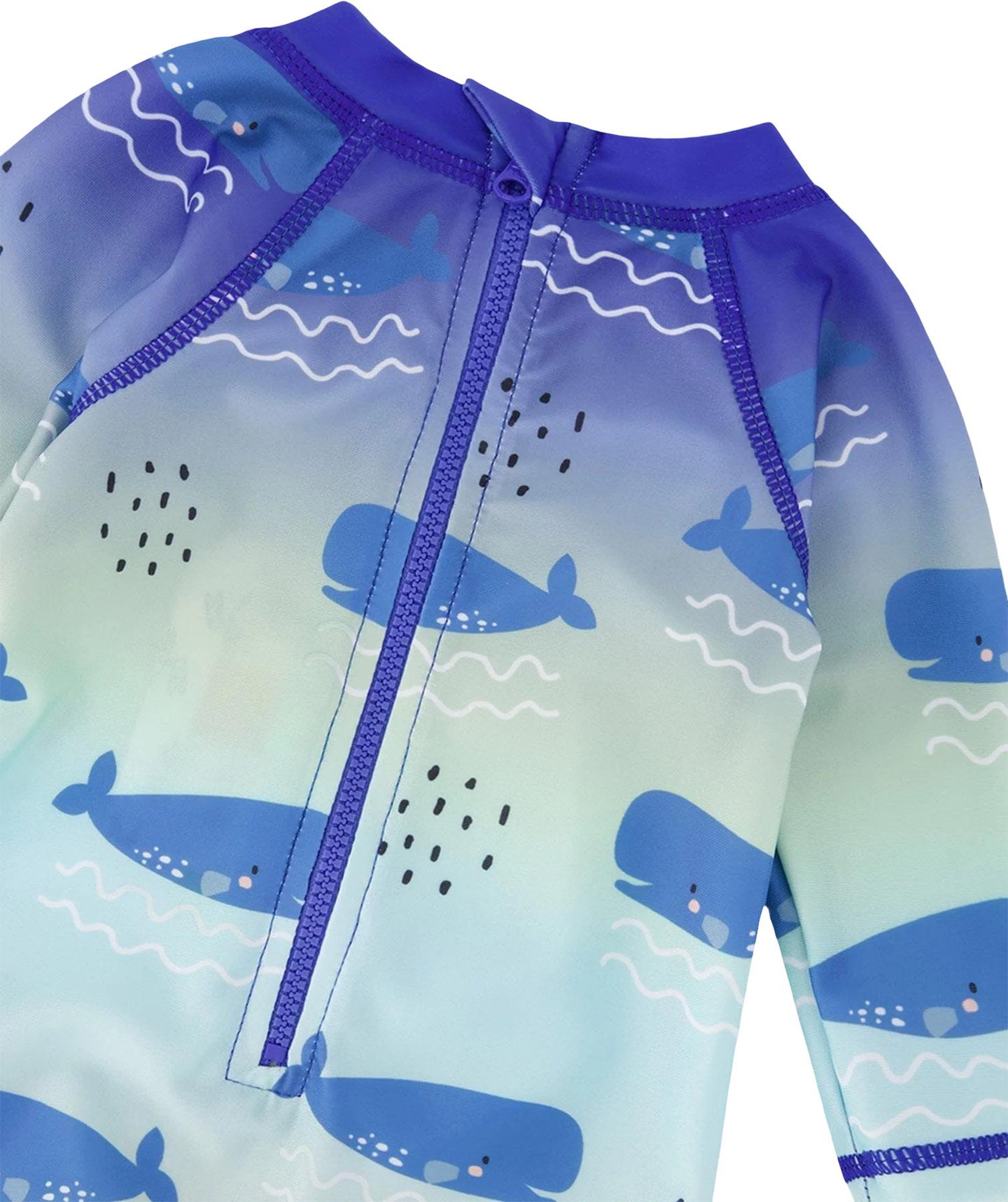 Numéro de l'image de la galerie de produits 2 pour le produit Maillot de surf une pièce à manches longues à imprimé baleine bleue - Petit garçon
