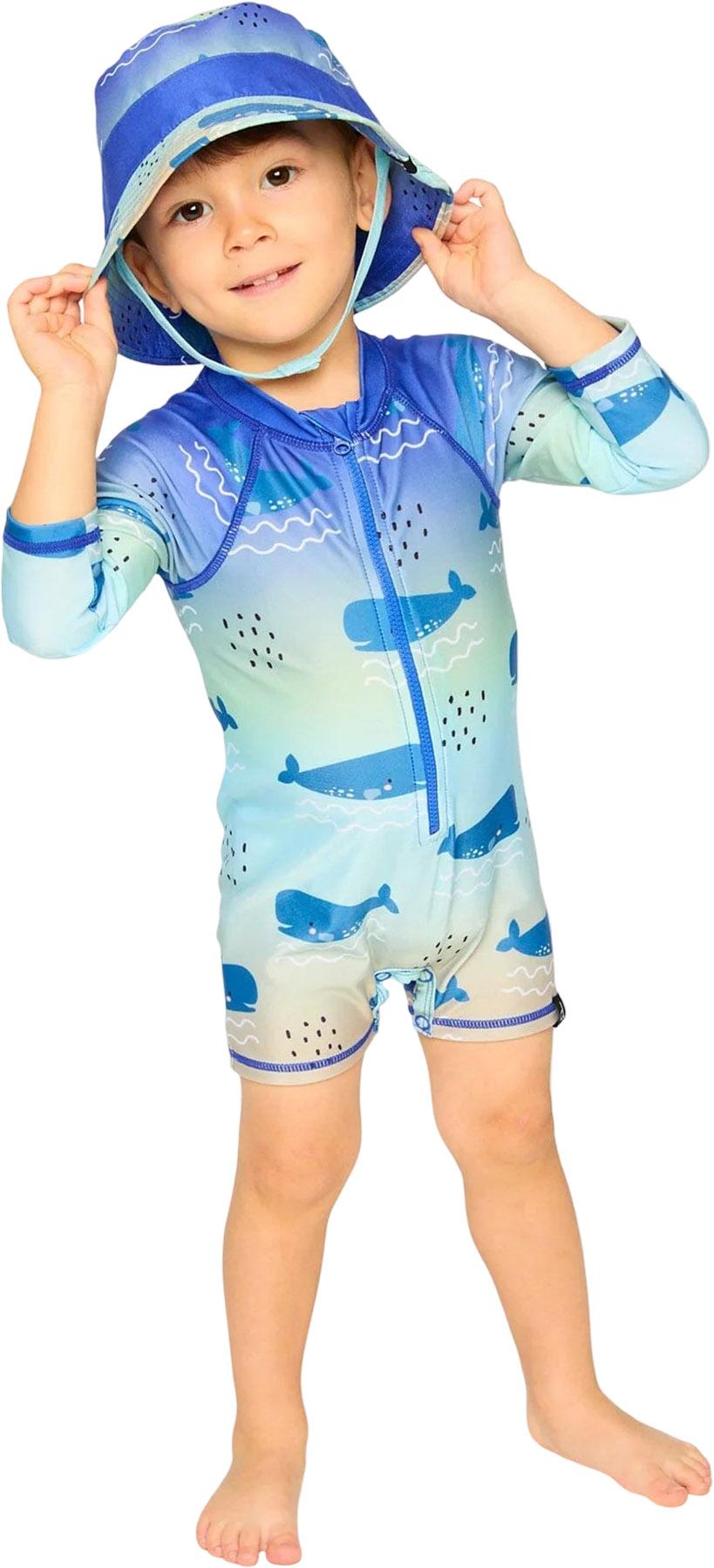 Numéro de l'image de la galerie de produits 4 pour le produit Maillot de surf une pièce à manches longues à imprimé baleine bleue - Petit garçon