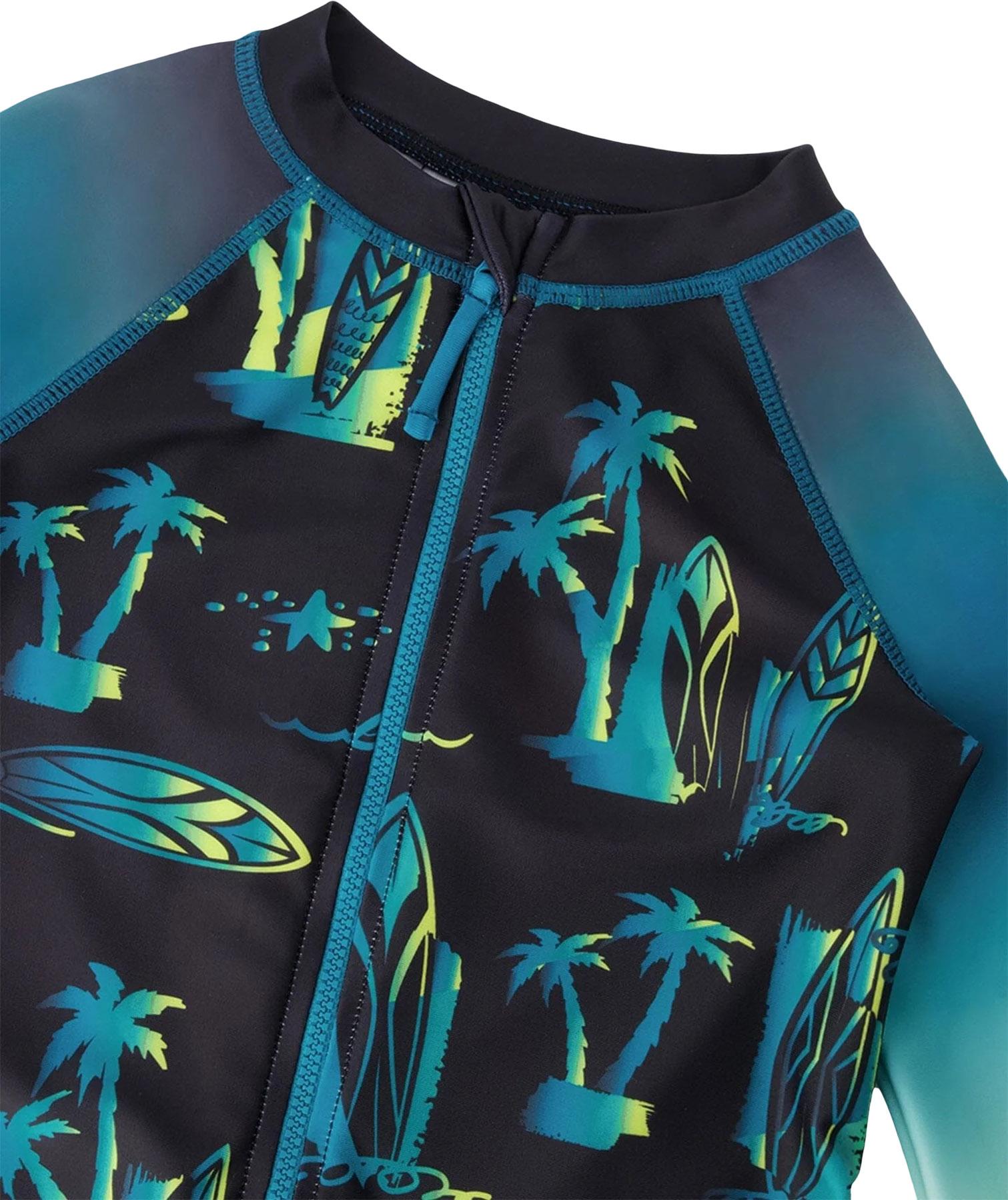 Product gallery image number 3 for product Surf Print One-Piece Long Sleeve Rashguard - Little Boy