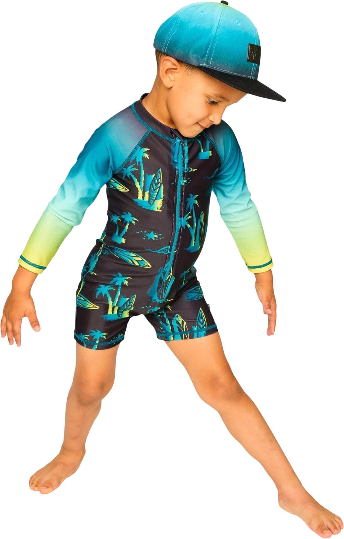 Product gallery image number 4 for product Surf Print One-Piece Long Sleeve Rashguard - Little Boy