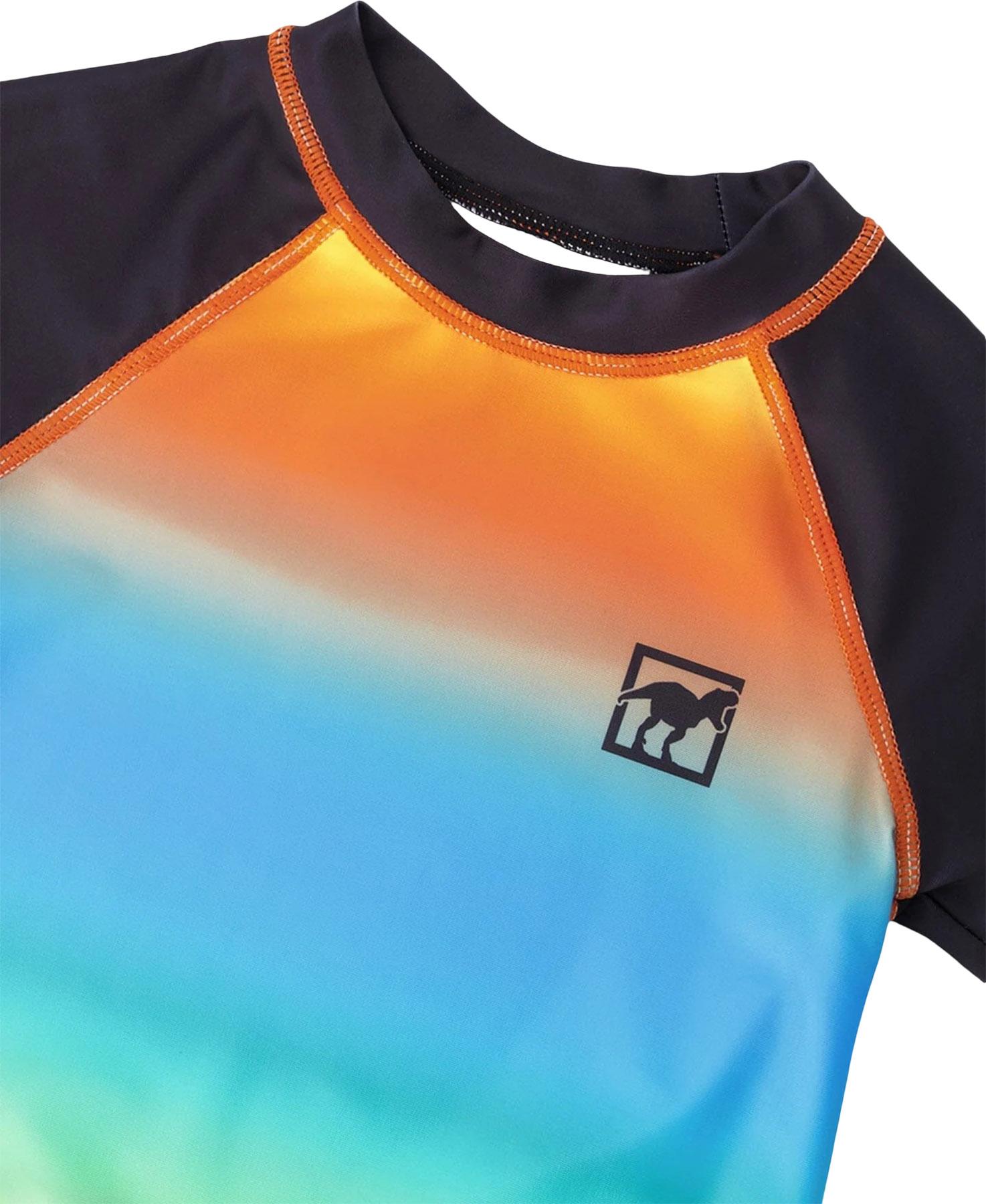 Product gallery image number 4 for product Orange Blue and Green Gradient Short Sleeve Rashguard - Kids