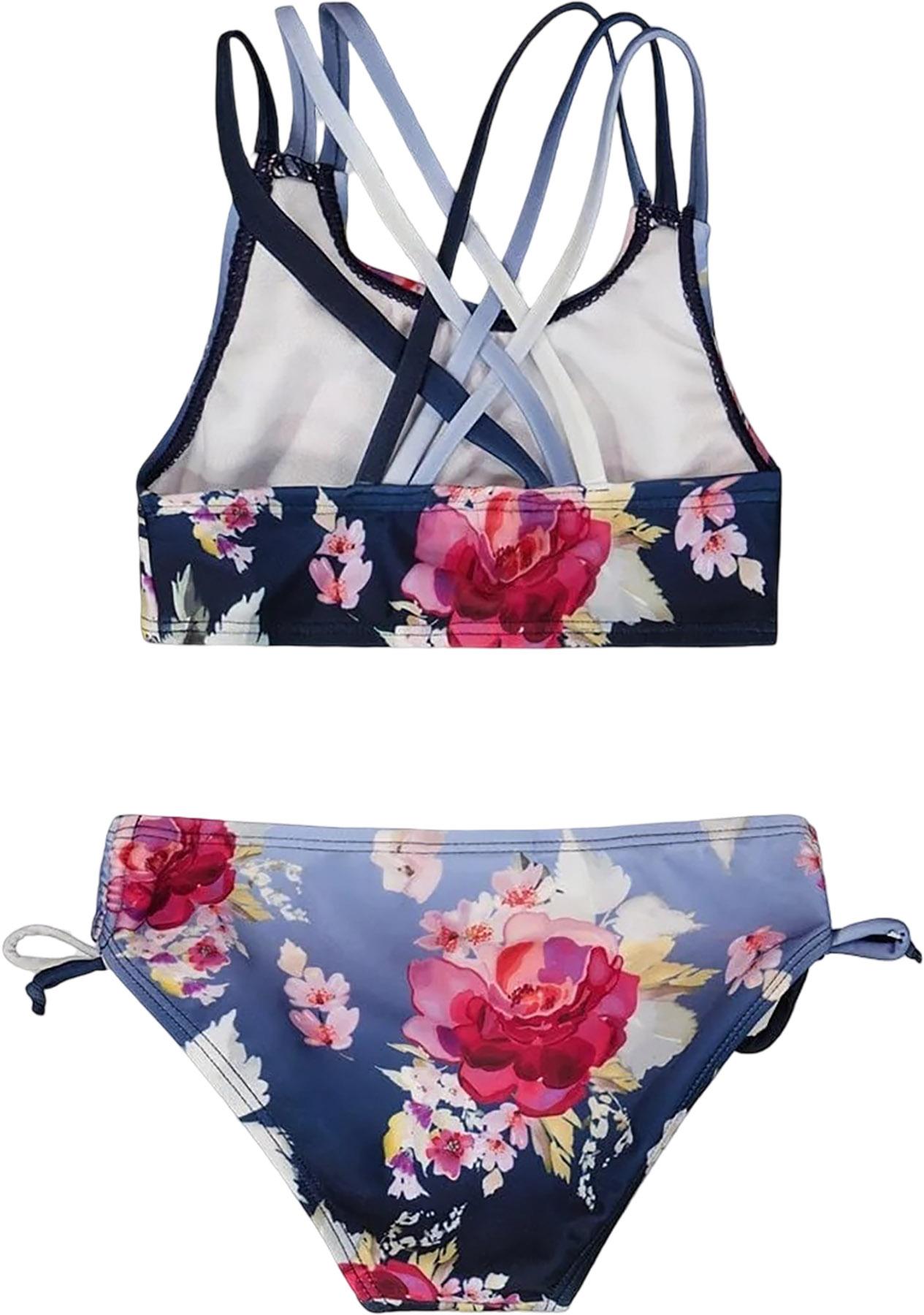 Product gallery image number 3 for product Rose Print Two-Piece Swimsuit - Big Girl