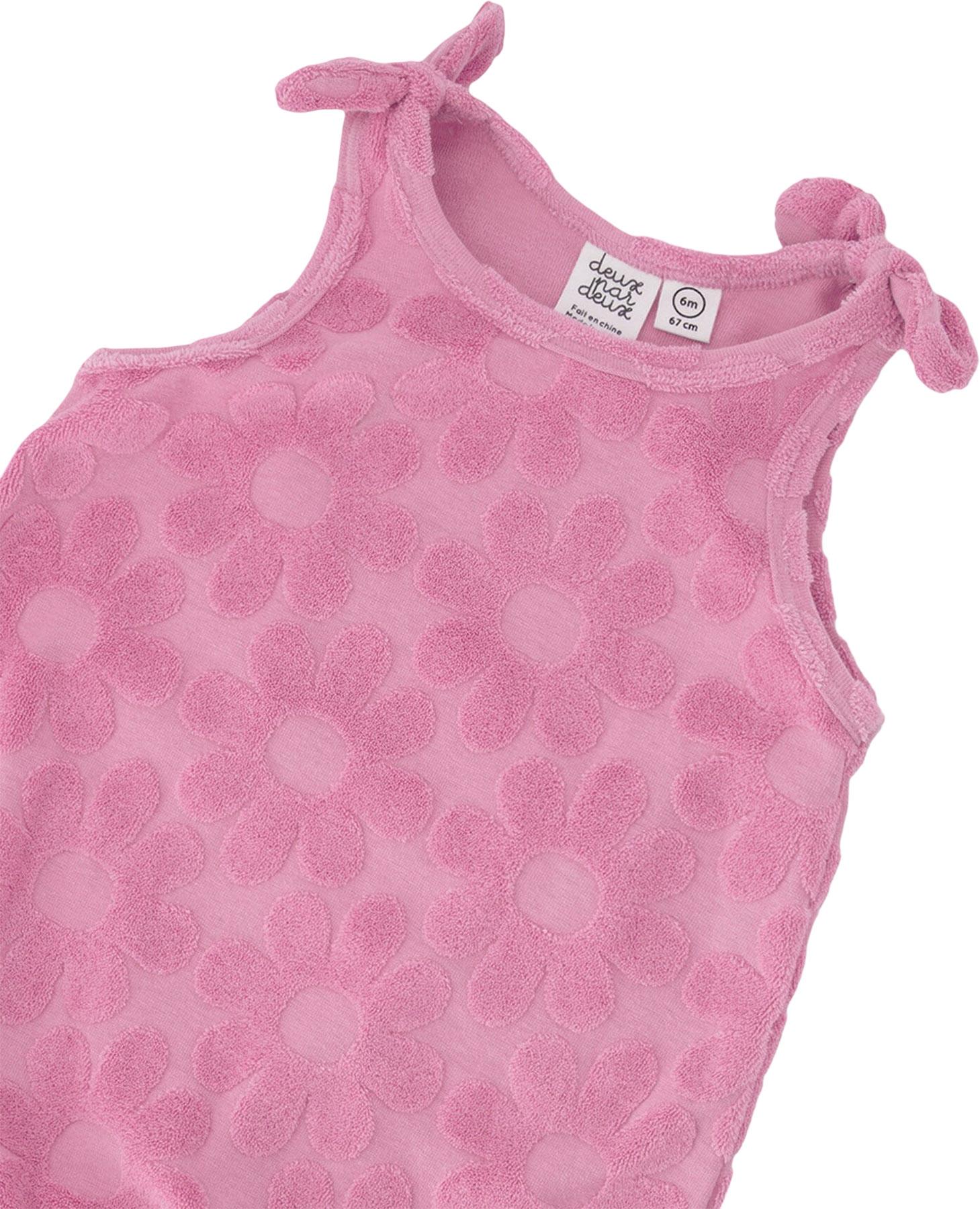 Product gallery image number 3 for product Terry Cloth Romper with Bows - Baby Girl
