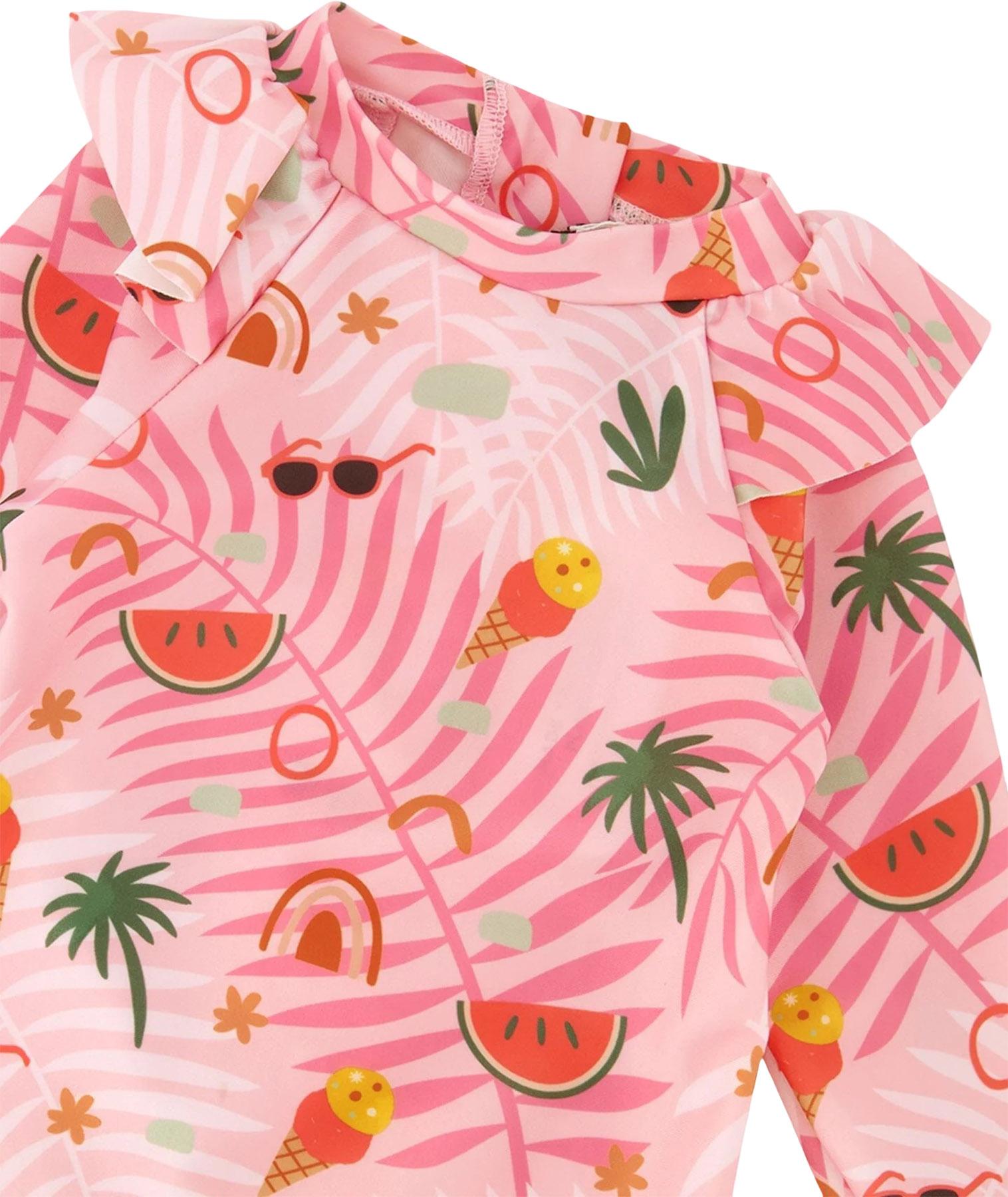 Numéro de l'image de la galerie de produits 3 pour le produit Maillot de surf une pièce à manches longues à imprimé plage - Petite fille