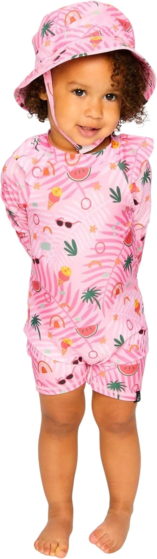 Numéro de l'image de la galerie de produits 4 pour le produit Maillot de surf une pièce à manches longues à imprimé plage - Petite fille