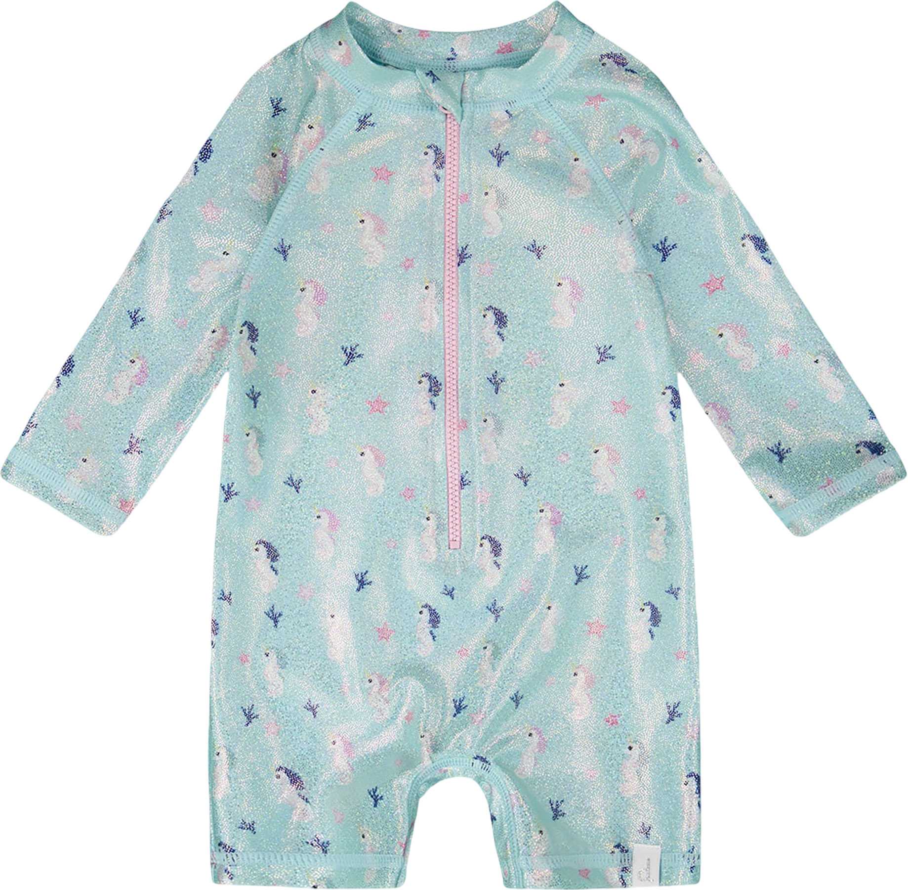 Product image for Seahorse Print One-Piece Long Sleeve Rashguard - Baby Girl