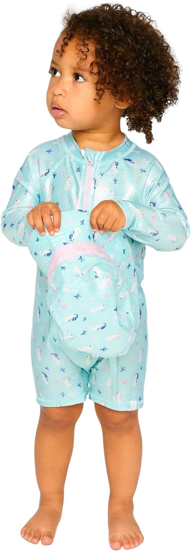 Product gallery image number 4 for product Seahorse Print One-Piece Long Sleeve Rashguard - Big Girl