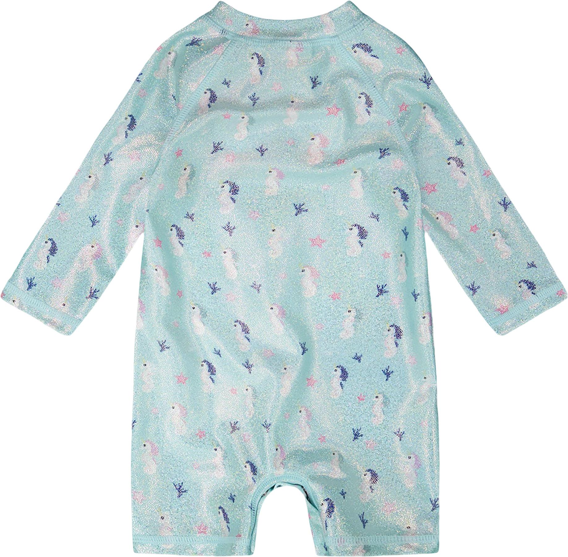 Product gallery image number 3 for product Seahorse Print One-Piece Long Sleeve Rashguard - Little Girl