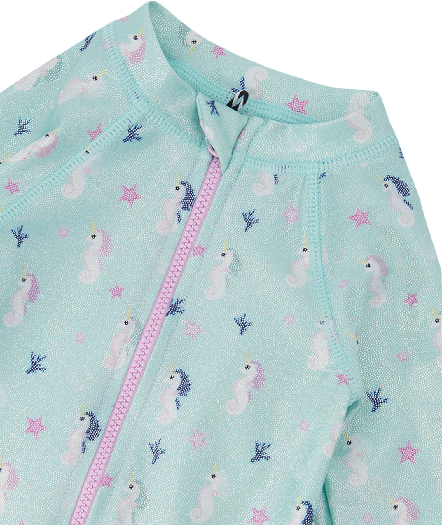 Product gallery image number 2 for product Seahorse Print One-Piece Long Sleeve Rashguard - Little Girl