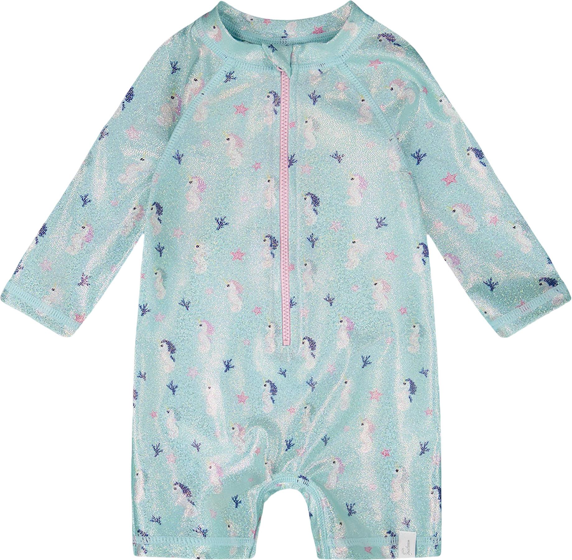 Numéro de l'image de la galerie de produits 1 pour le produit Maillot de surf une pièce à manches longues à imprimé hippocampes - Petite fille