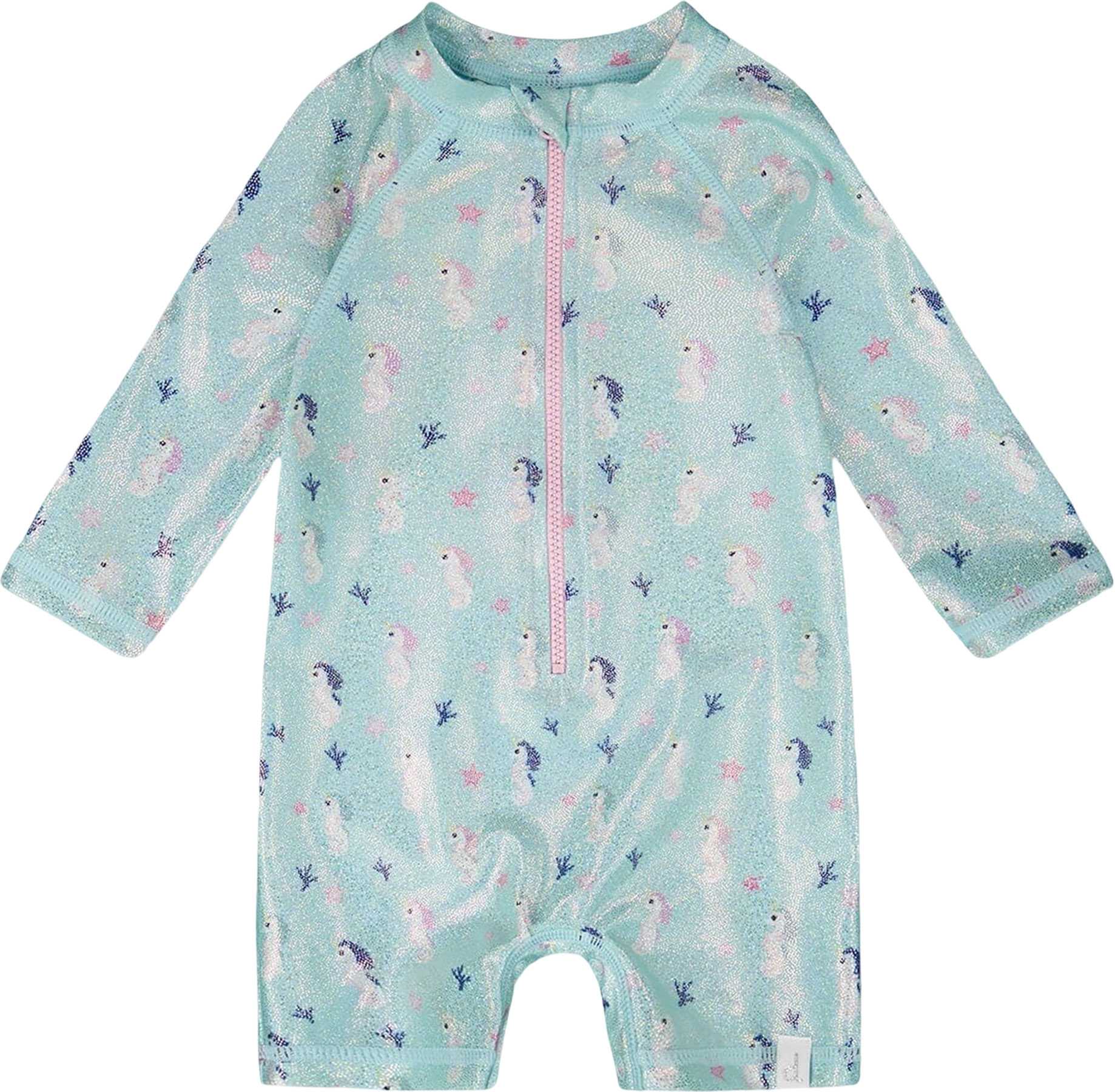 Product image for Seahorse Print One-Piece Long Sleeve Rashguard - Little Girl