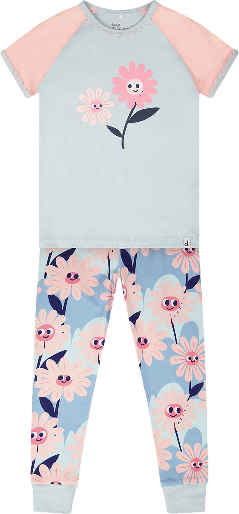 Blue Smiling Flower Print