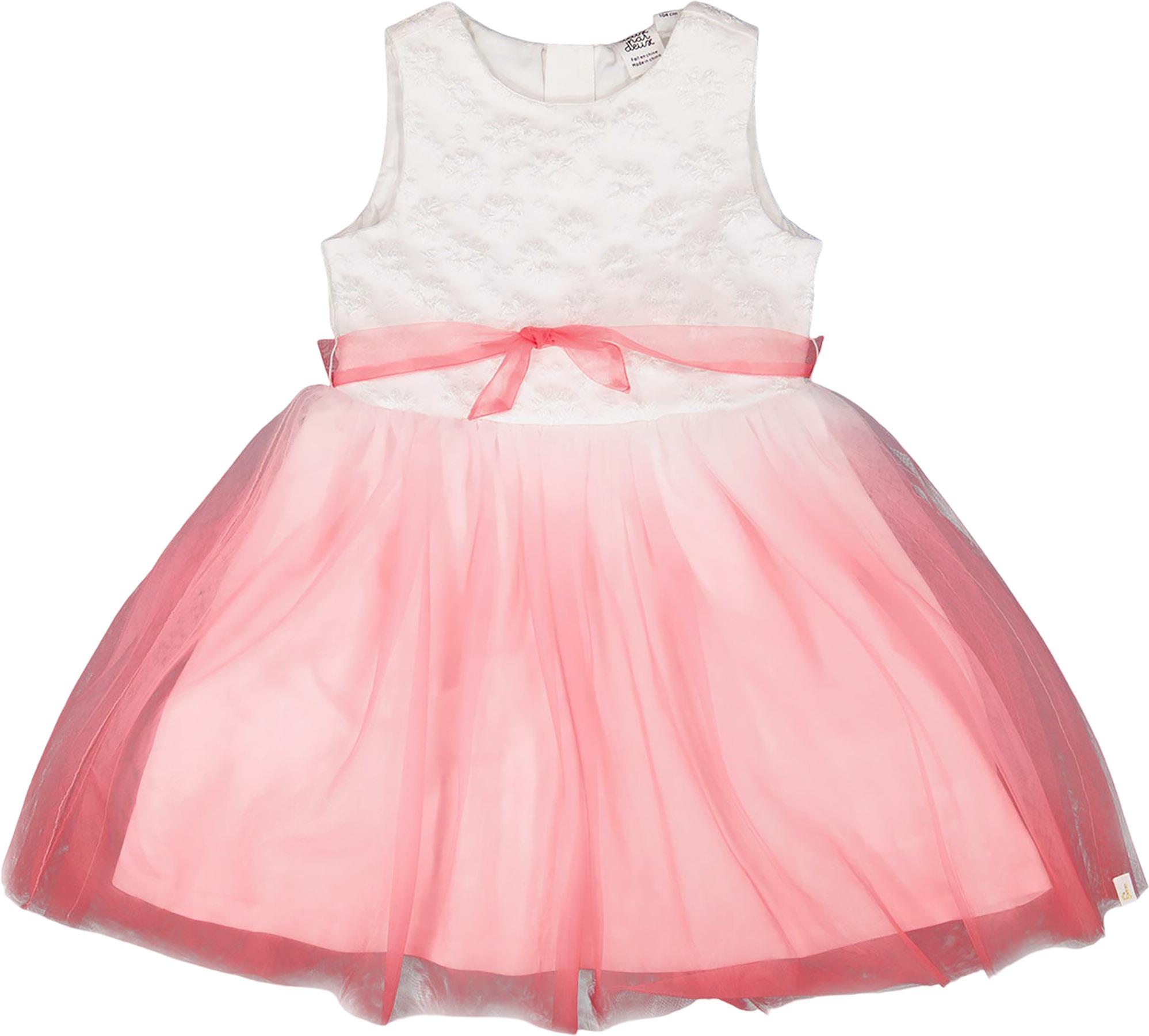 Product image for Bi-Material Pleated Mesh Dress - Little Girl