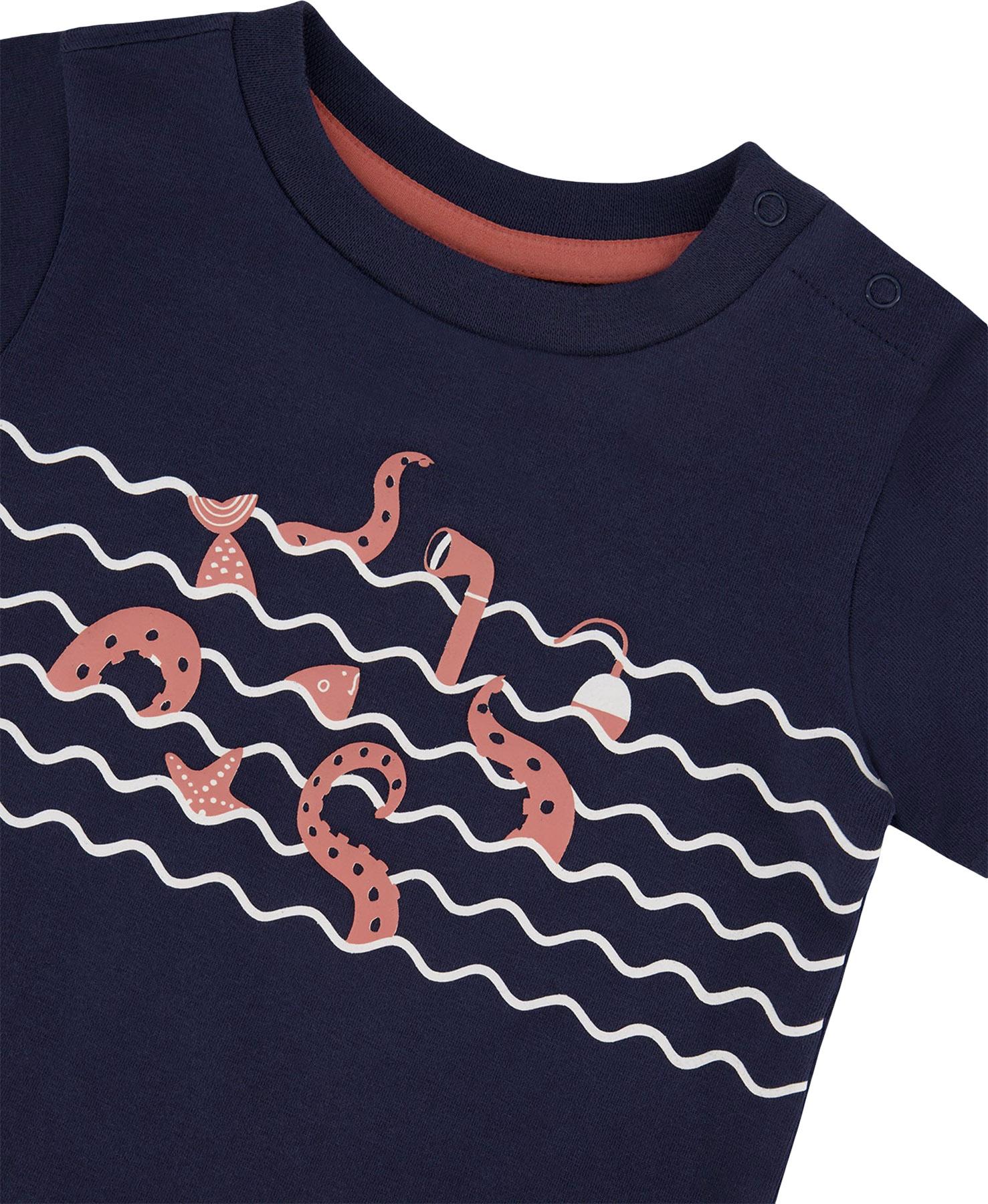 Product gallery image number 2 for product Striped Organic Cotton Short Sleeve T-Shirt and Shorts Set - Baby Boy