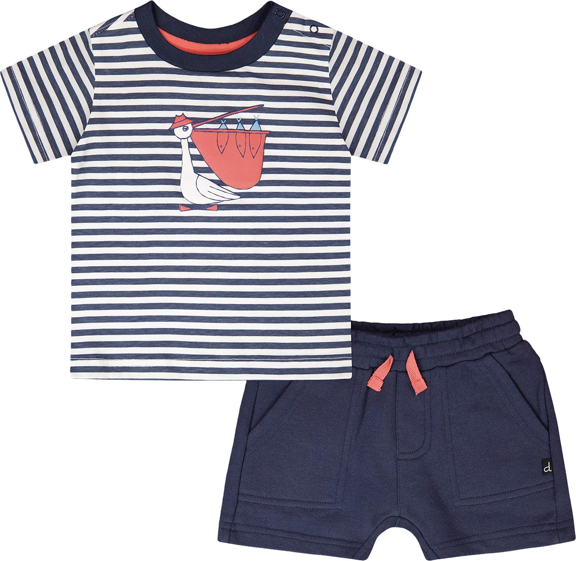 Product image for Ensemble t-shirt à manches courtes et short en coton biologique à rayures - Bébé garçon