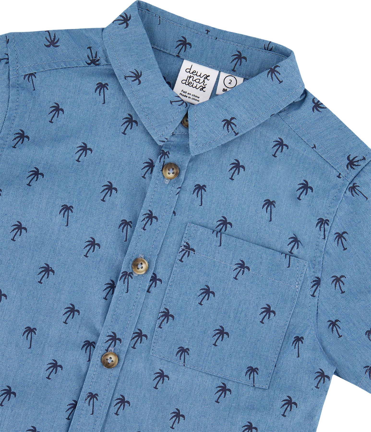 Product gallery image number 3 for product Printed Short Sleeve Chambray Shirt - Baby Boy