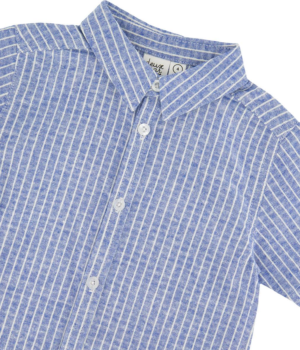 Product gallery image number 3 for product Printed Chambray Short-Sleeve Shirt with Stripes - Big Boy