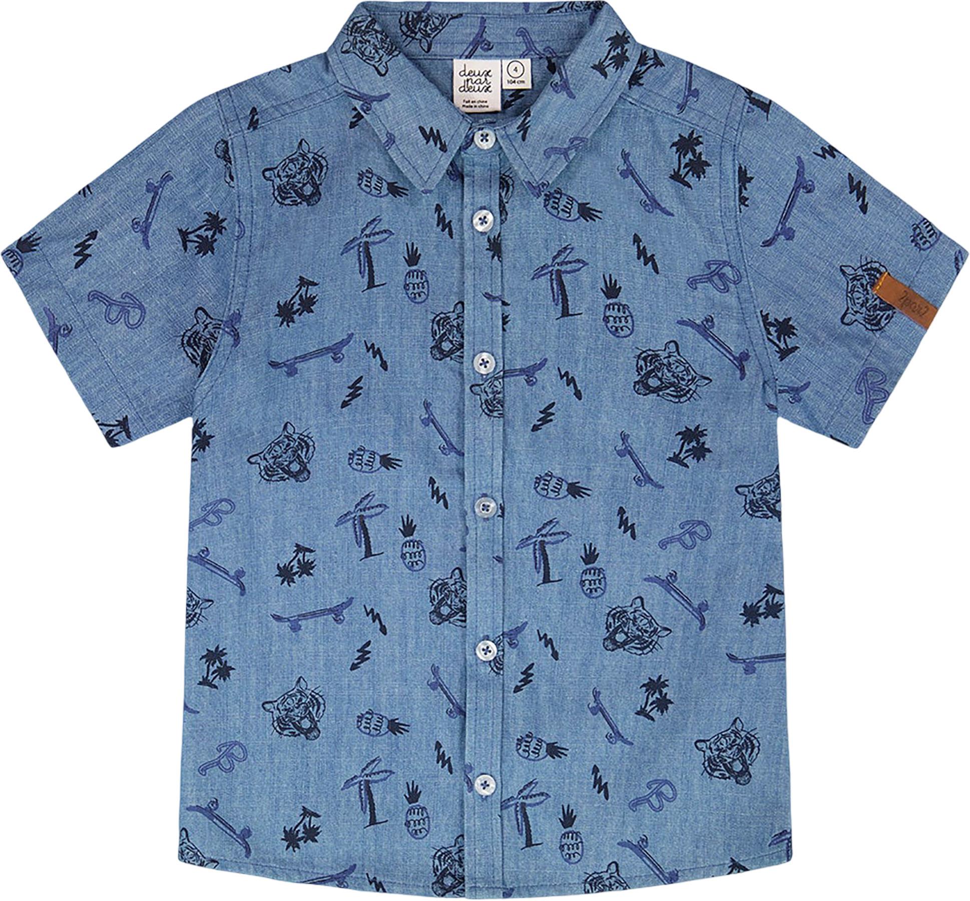 Product image for Chemise à manches courtes en chambray imprimé à rayures - Grand garçon