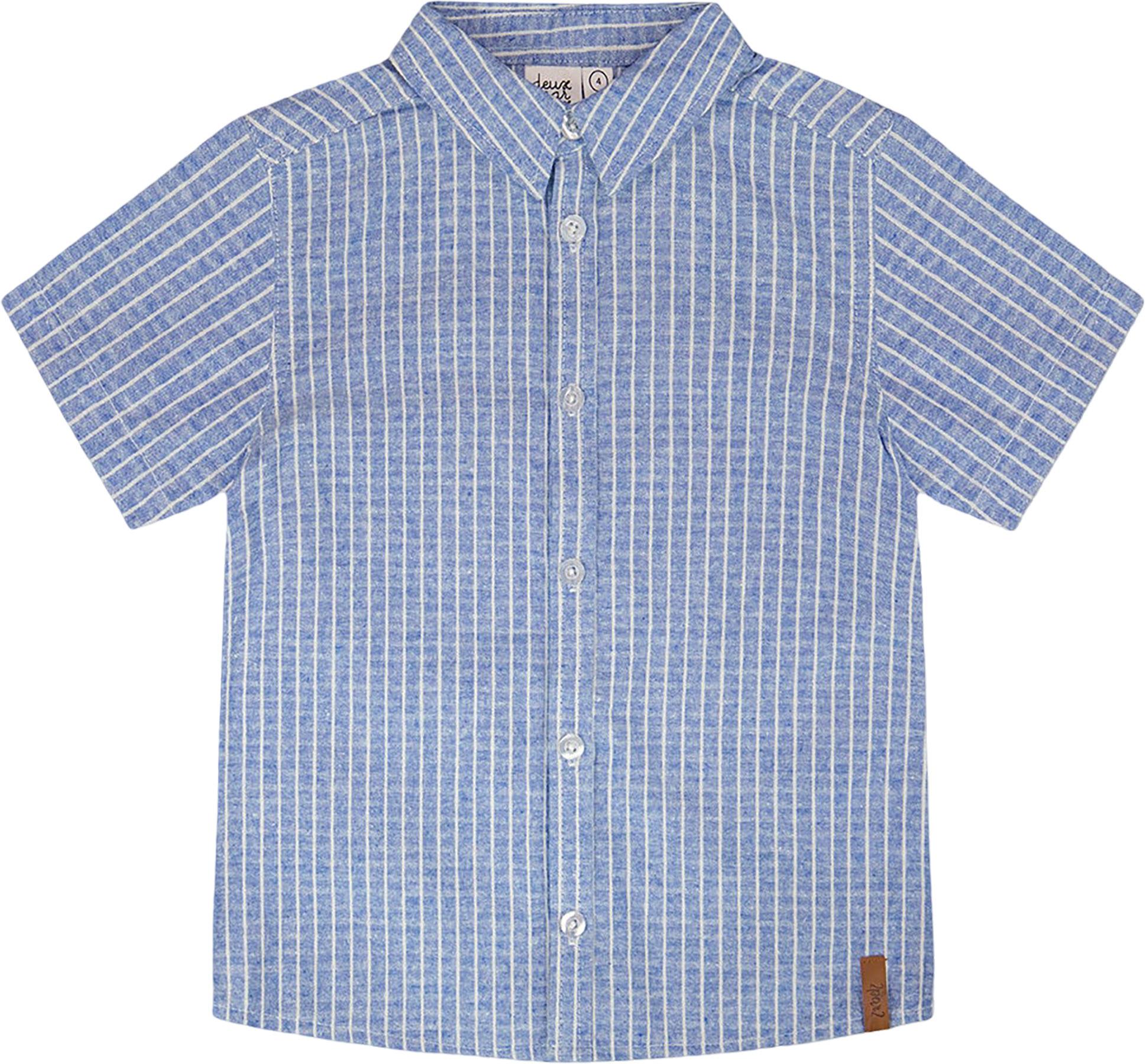 Product image for Printed Chambray Short-Sleeve Shirt with Stripes - Big Boy
